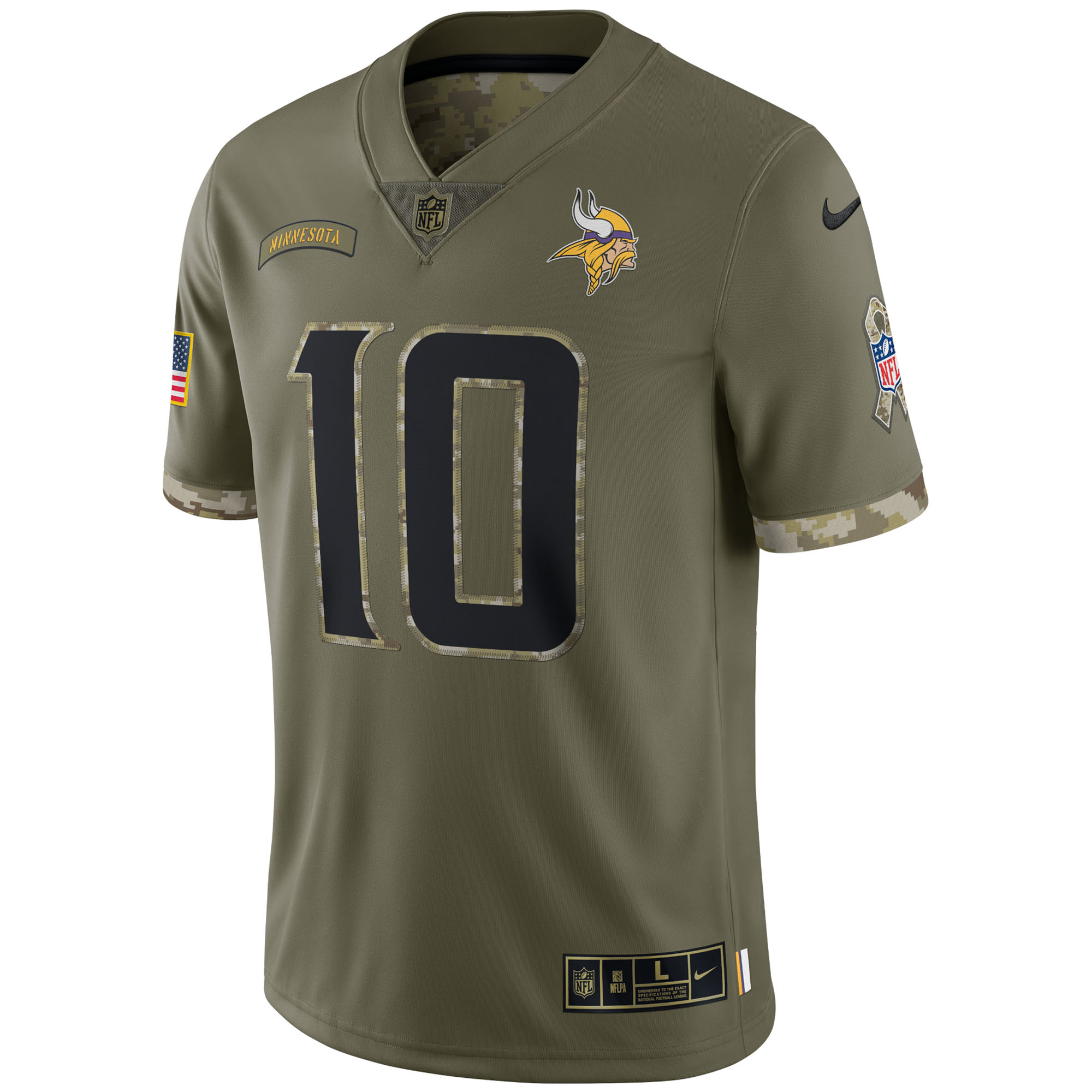 Fran Tarkenton Minnesota Vikings 2022 Salute To Service Retired Player Limited Jersey - Olive - vstockx
