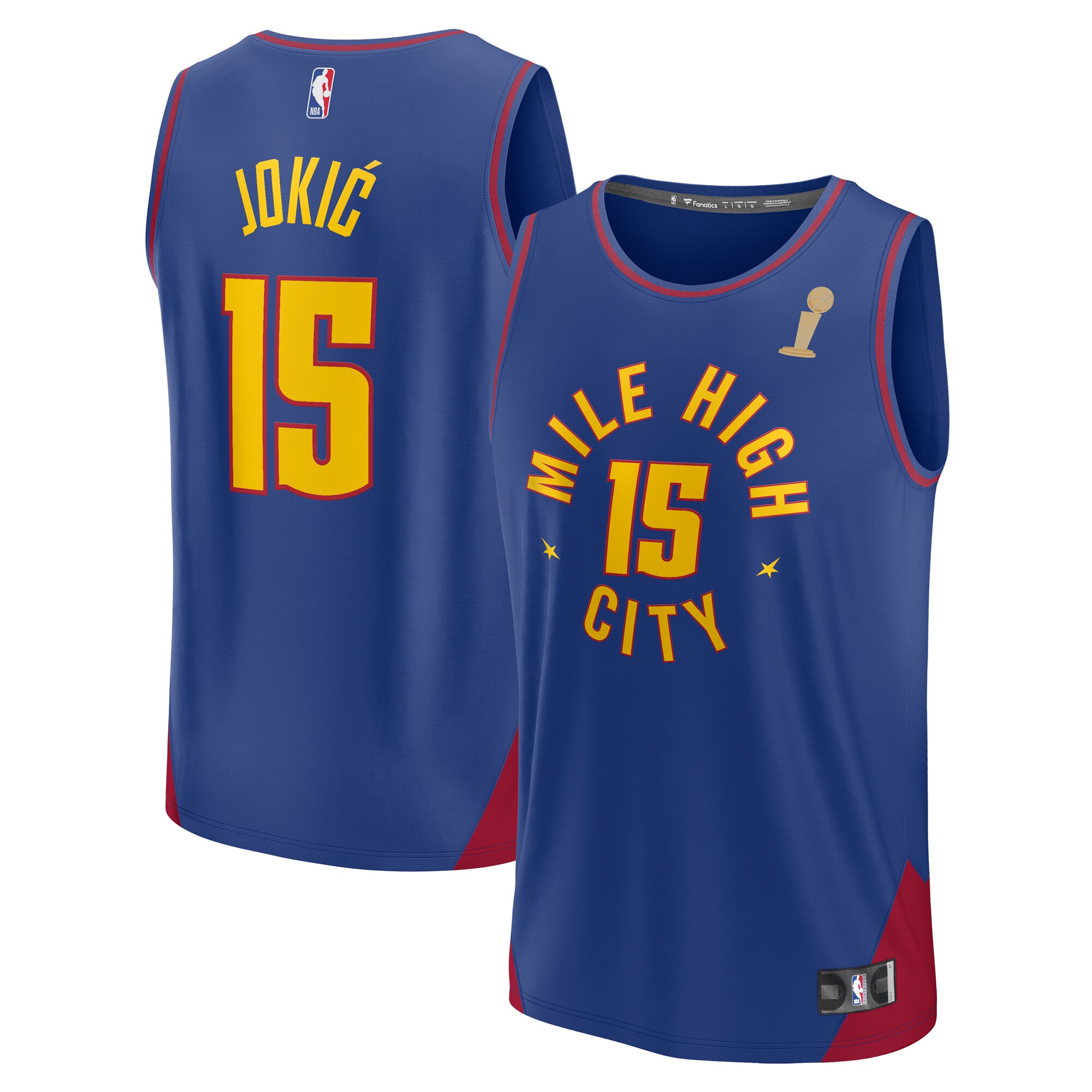 Nikola Jokic Denver Nuggets Fanatics Branded Blue 2023 NBA Finals Champions Fast Break Player Jersey - Statement Edition - vstockx