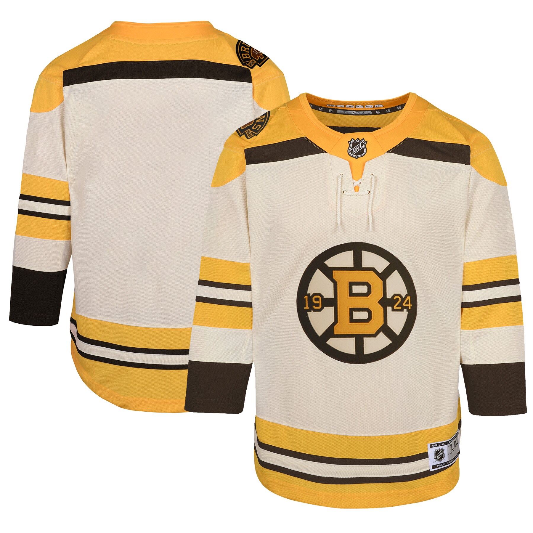 Boston Bruins Youth 100th Anniversary Premier Jersey - Cream - vstockx