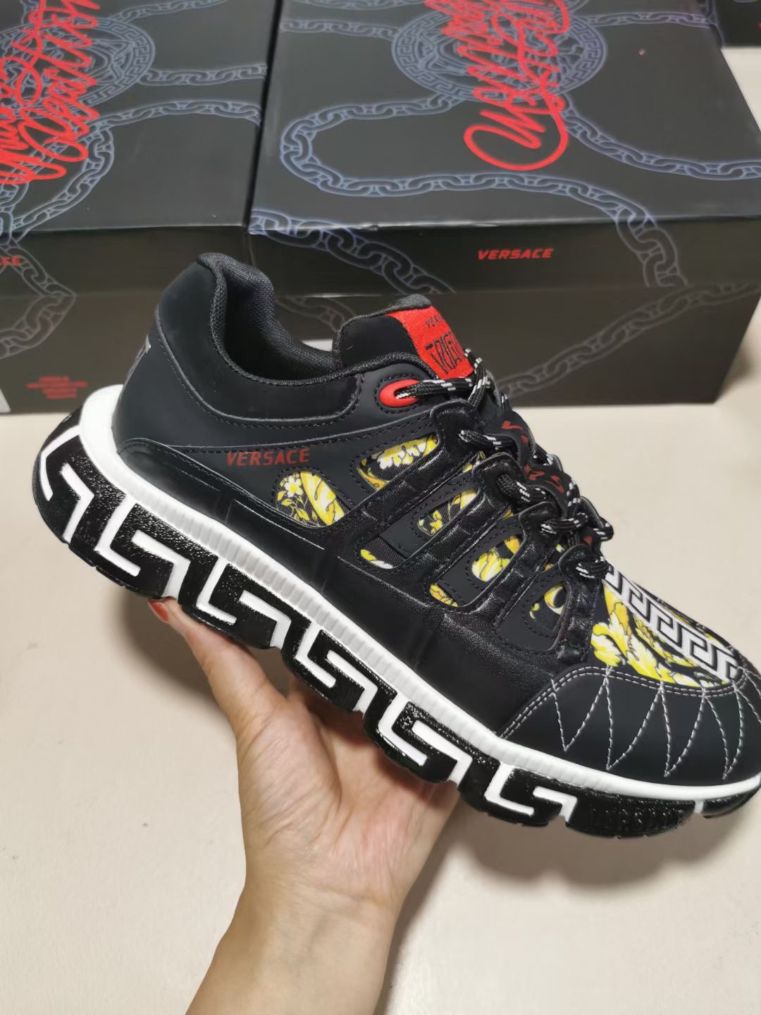 Versace Trigreca Barocco Print Black - vstockx