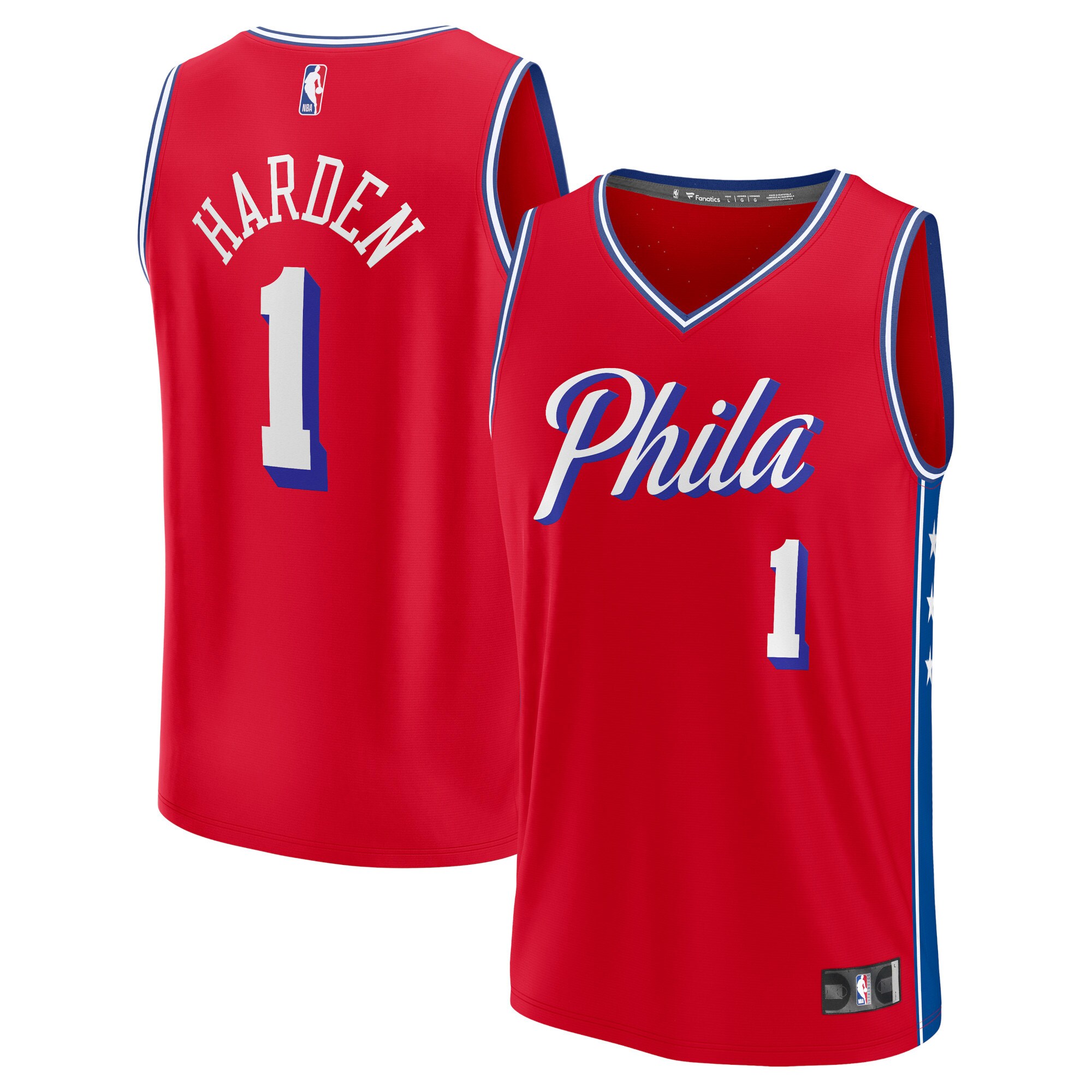 James Harden Philadelphia 76ers Fanatics Branded Fast Break Replica Player Jersey - Statement Edition - Red - vstockx