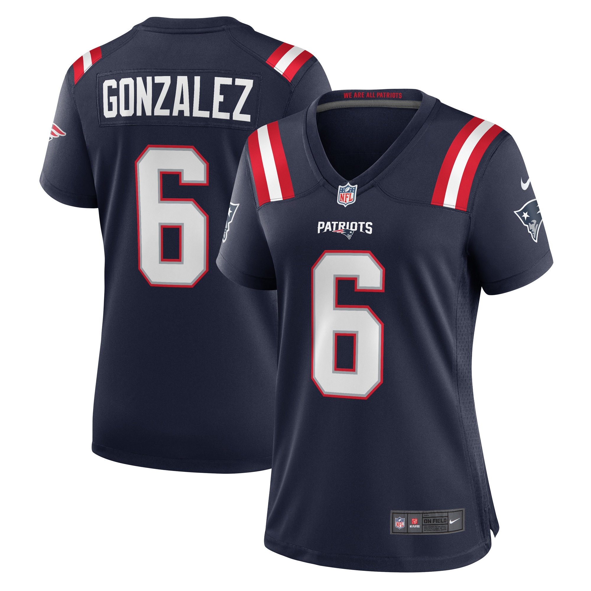 Christian Gonzalez New England Patriots Nike Women's Team Game Jersey - Navy - vstockx
