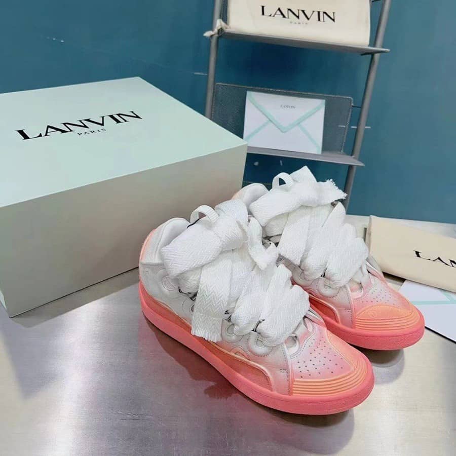 Lanvin Leather Curb sneakers Pink White - vstockx