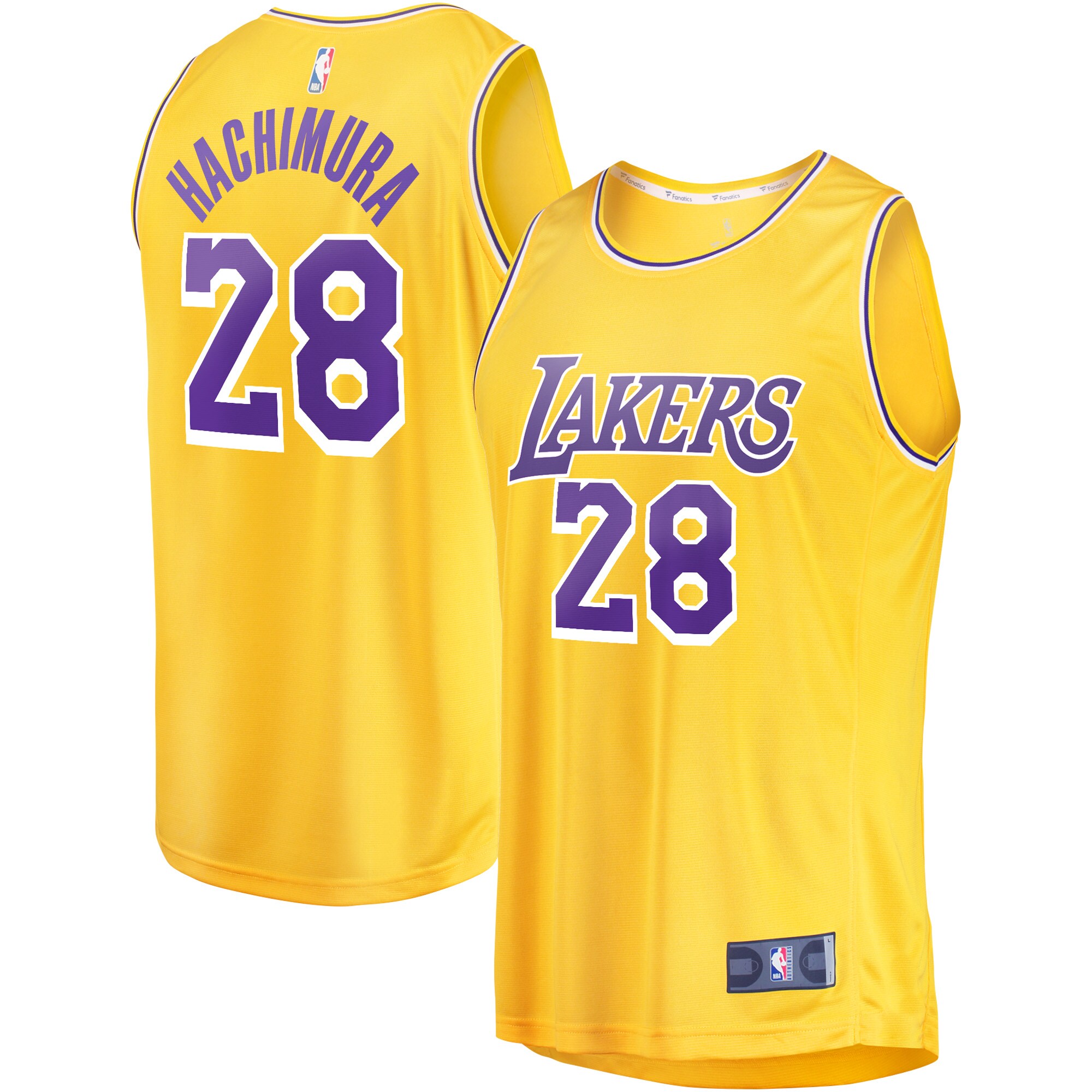 Rui Hachimura Los Angeles Lakers Fanatics Branded Youth Fast Break Player Jersey - Icon Edition - Gold - vstockx