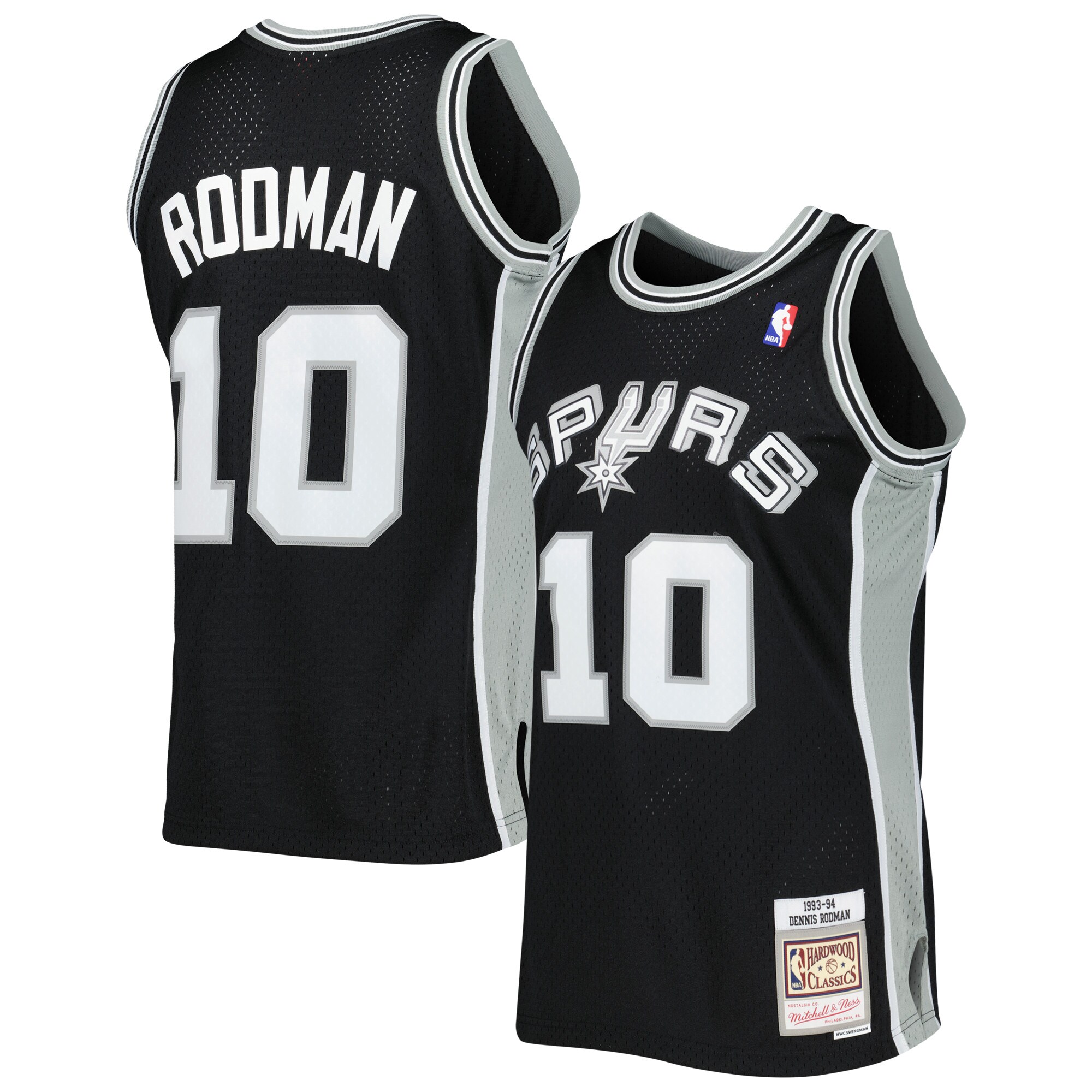Dennis Rodman San Antonio Spurs Mitchell & Ness 2001/02 Hardwood Classics Swingman Jersey - Black - vstockx