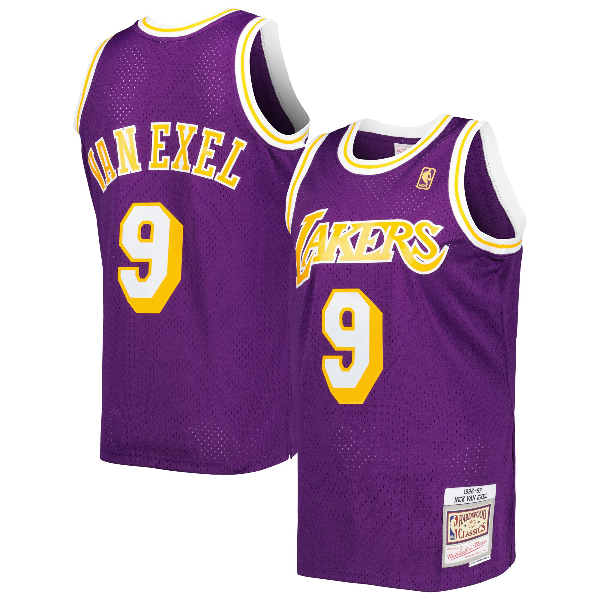 Nick Van Exel Los Angeles Lakers Mitchell & Ness Hardwood Classics Swingman Jersey - Purple - vstockx