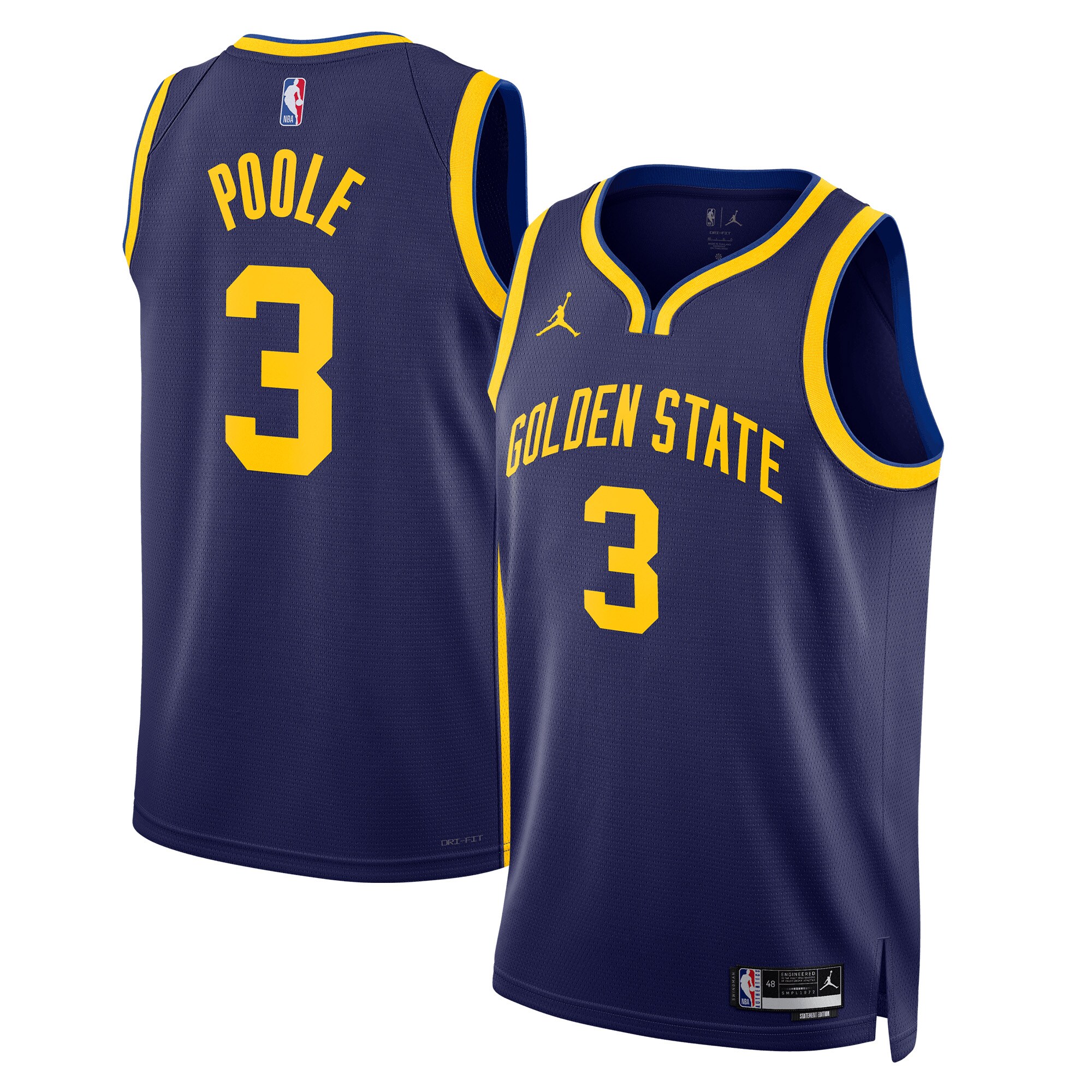 Jordans Poole Golden State Warriors Jordans Brand Unisex Swingman Jersey - Statement Edition - Navy - vstockx