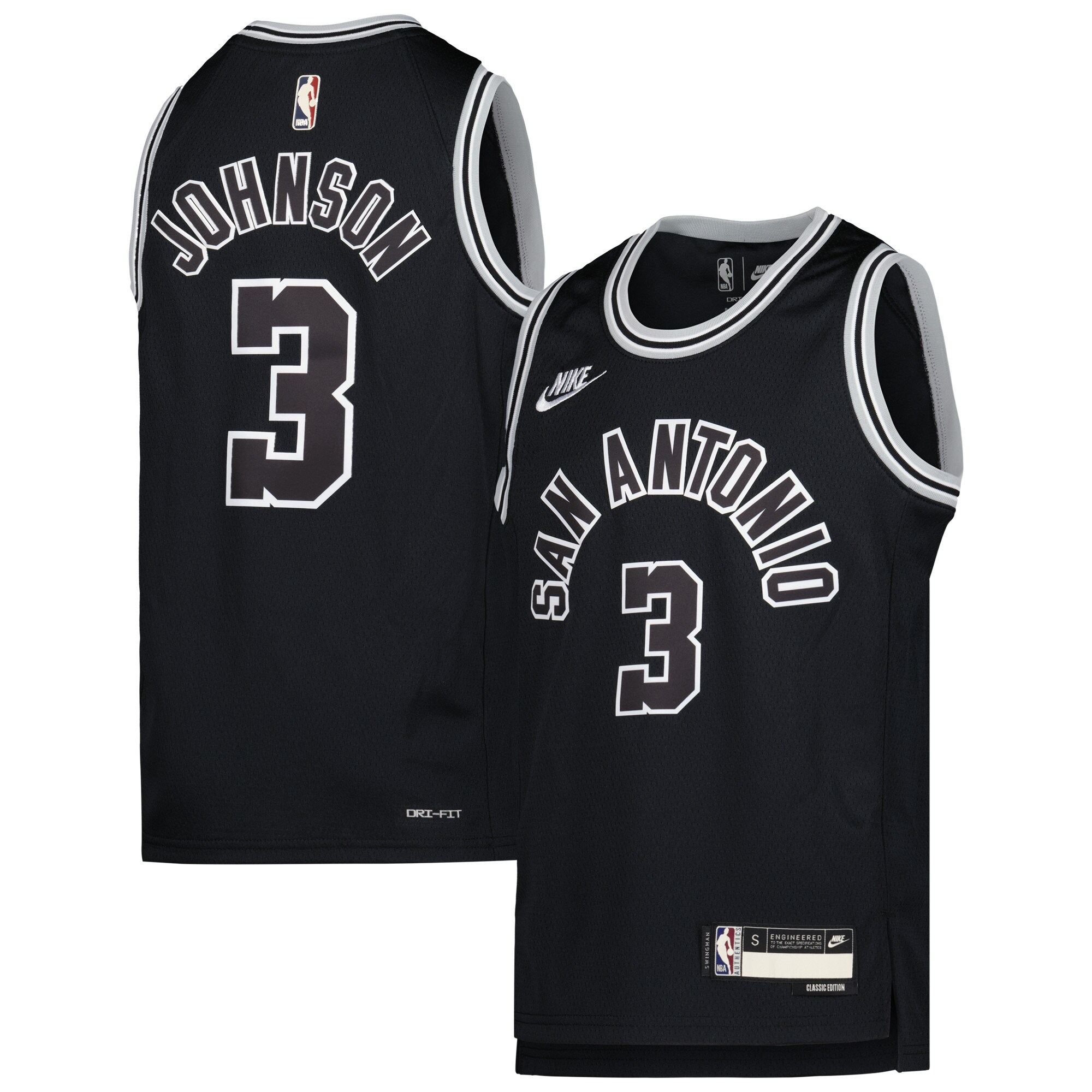 Keldon Johnson San Antonio Spurs Nike Youth 2022/23 Swingman Jersey - Classic Edition - Black - vstockx