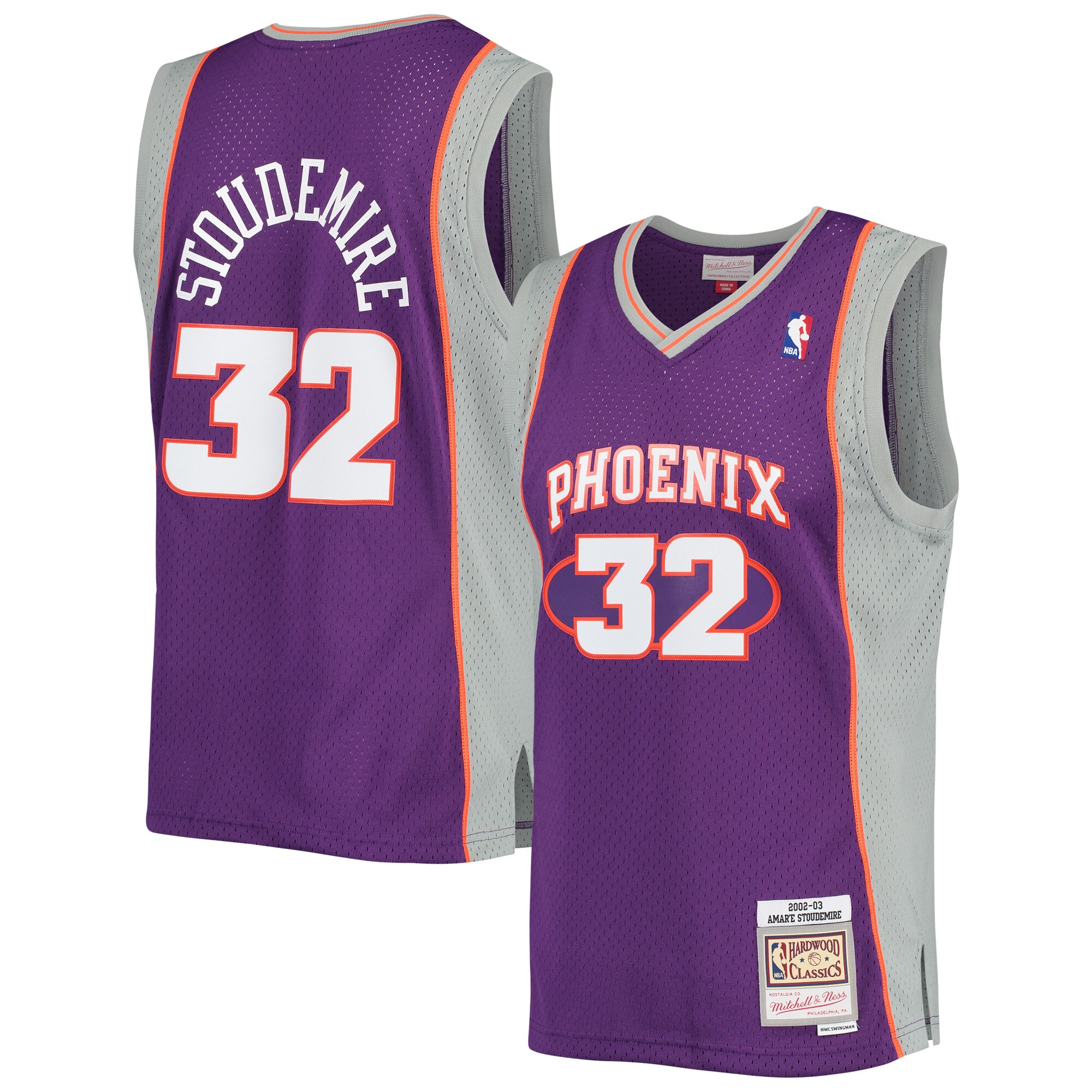 Amar'e Stoudemire Phoenix Suns Mitchell & Ness 2001/02 Hardwood Classics Swingman Jersey - Purple - vstockx