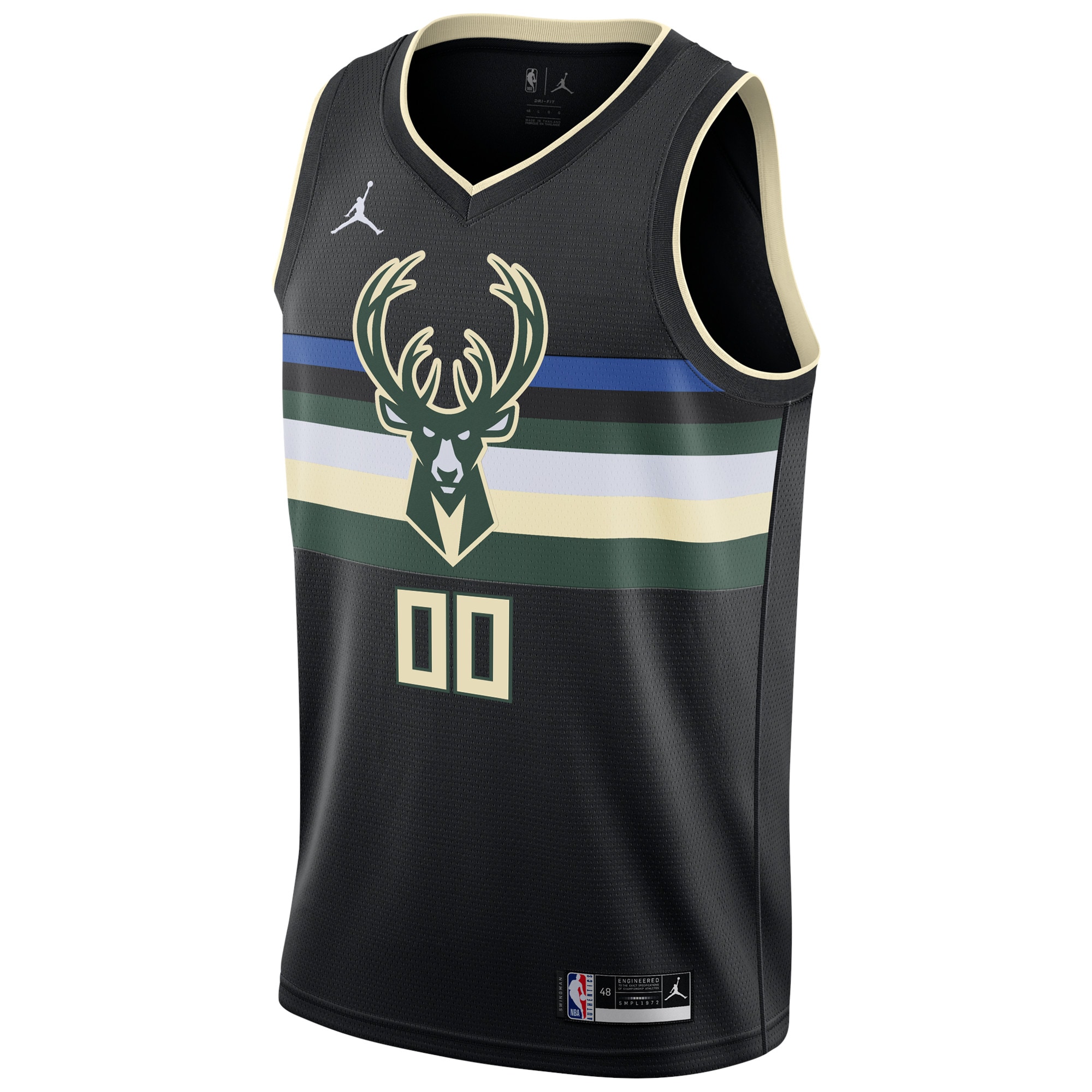 Milwaukee Bucks Jordans Brand Swingman Custom Jersey - Statement Edition - Black - vstockx