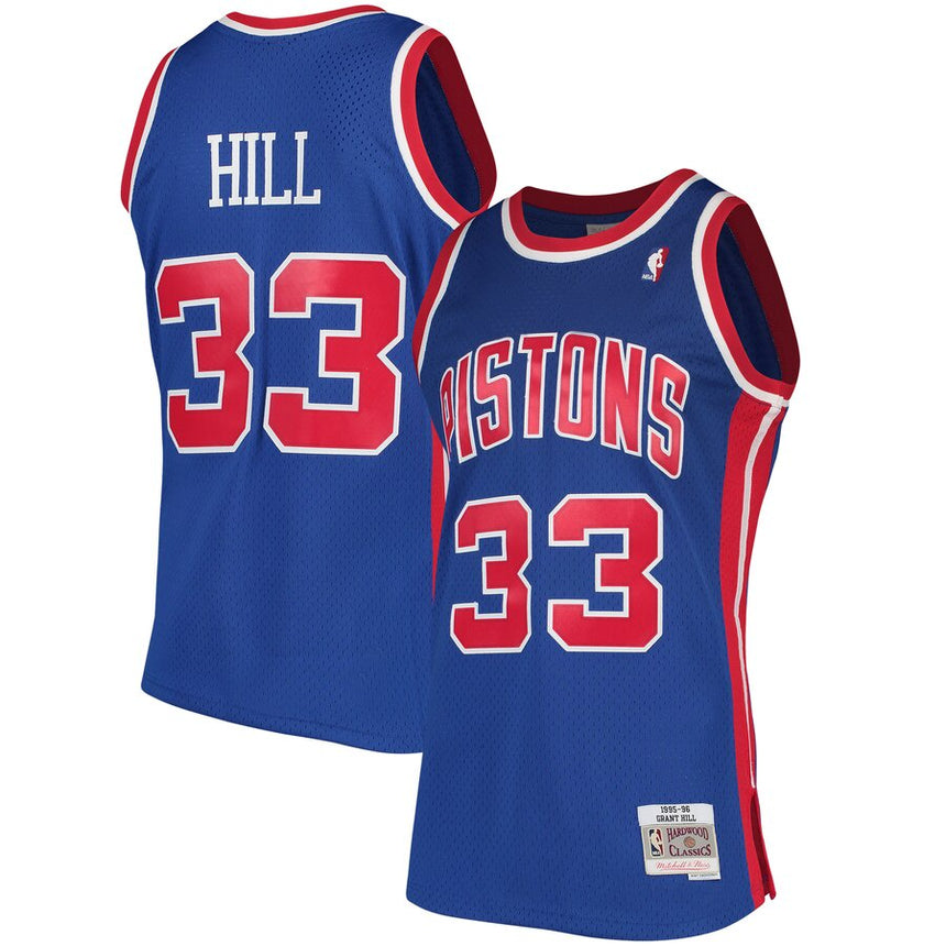 Men's Detroit Pistons Grant Hill Mitchell & Ness Blue 1995-96 Hardwood Classics Swingman Jersey - vstockx