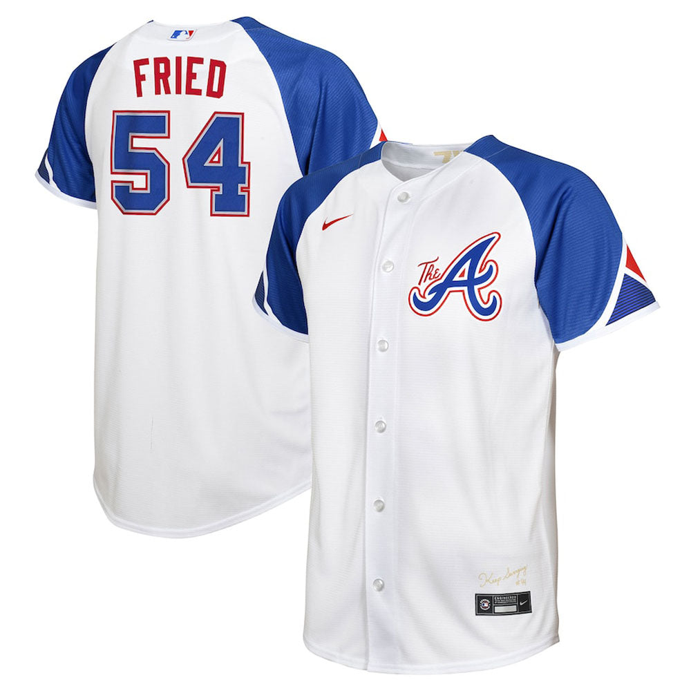 Youth Atlanta Braves Max Fried 2023 City Connect Replica Jersey - White - vstockx