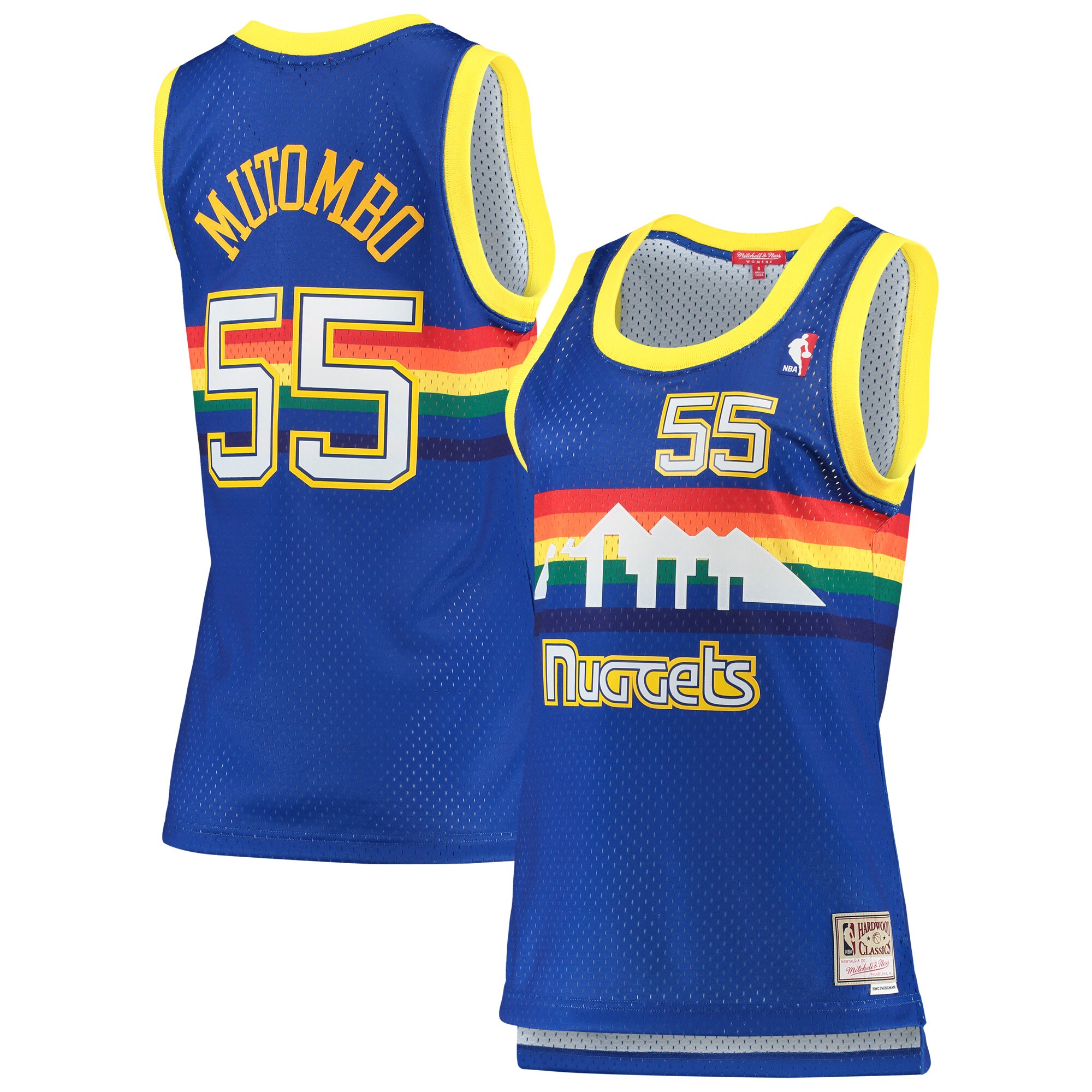 Dikembe Mutombo Denver Nuggets Mitchell & Ness Women's Royal 1991-92 Hardwood Classics Swingman Jersey - vstockx