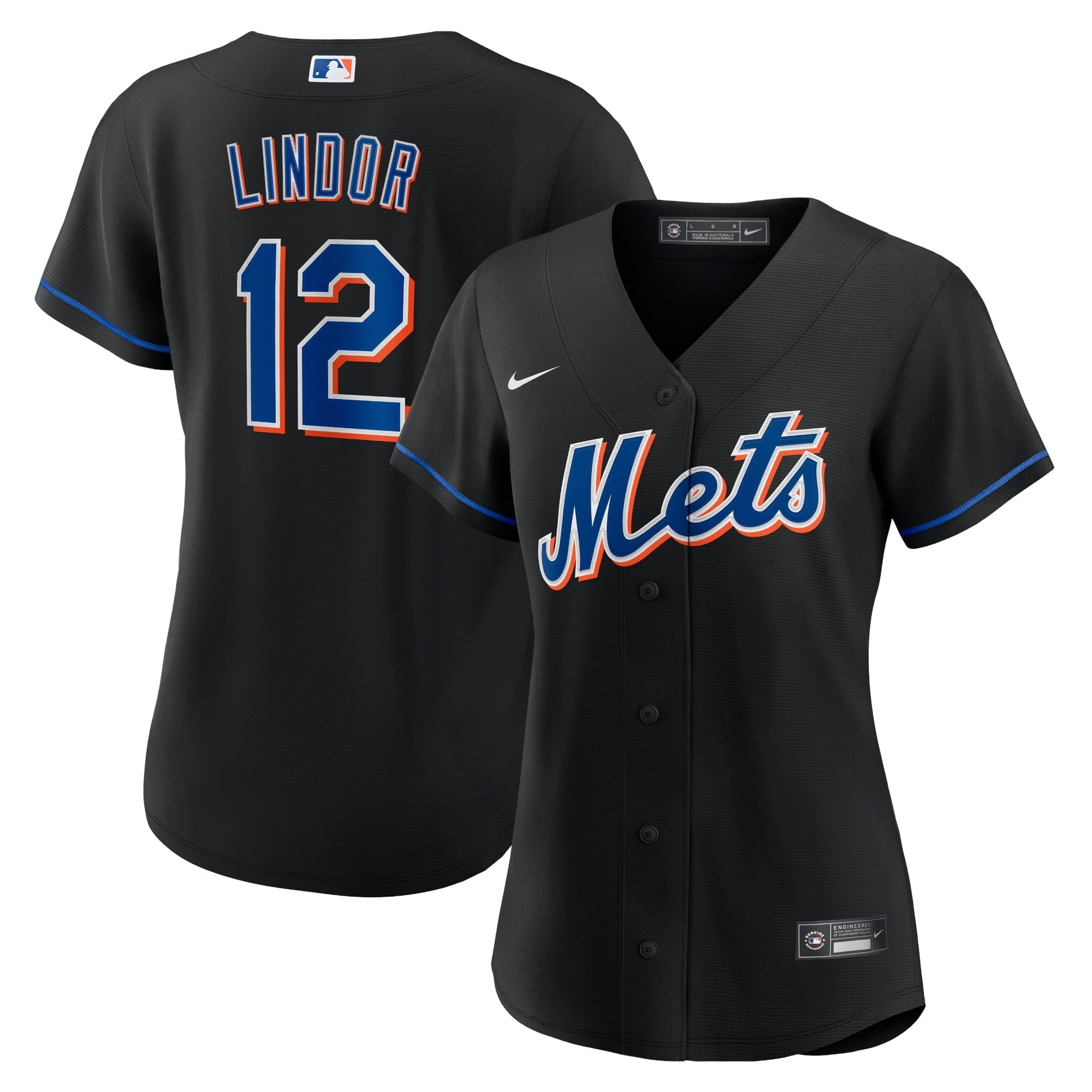 Women's Nike Francisco Lindor Black New York Mets 2022 Alternate Replica Player Jersey - vstockx