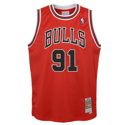 Youth Chicago Bulls Dennis Rodman Mitchell & Ness Red 1995-96 Hardwood Classics Swingman Jersey - vstockx