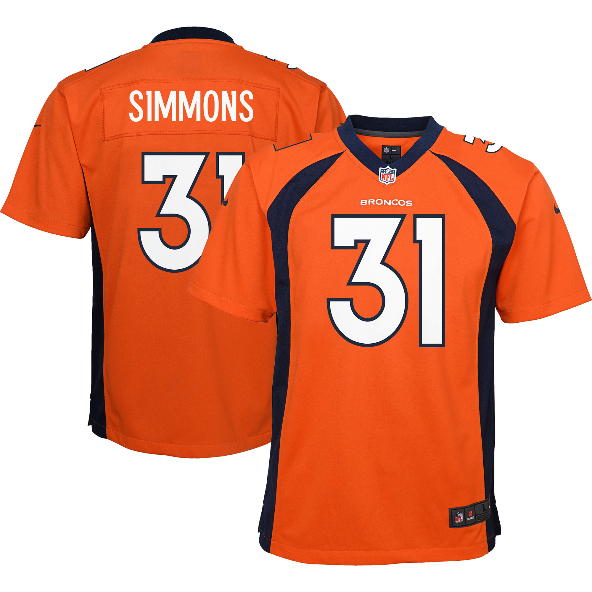 Justin Simmons Denver Broncos Nike Youth Game Jersey - Orange - vstockx