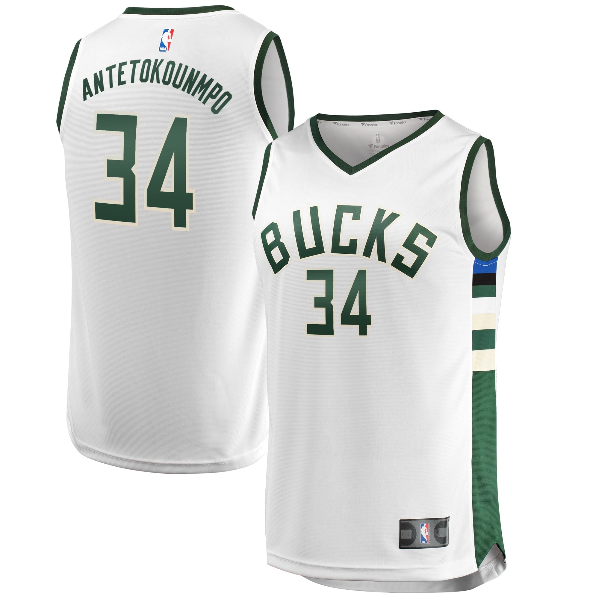 Men's Fanatics Branded Giannis Antetokounmpo White Milwaukee Bucks Fast Break Replica Jersey - Association Edition - vstockx