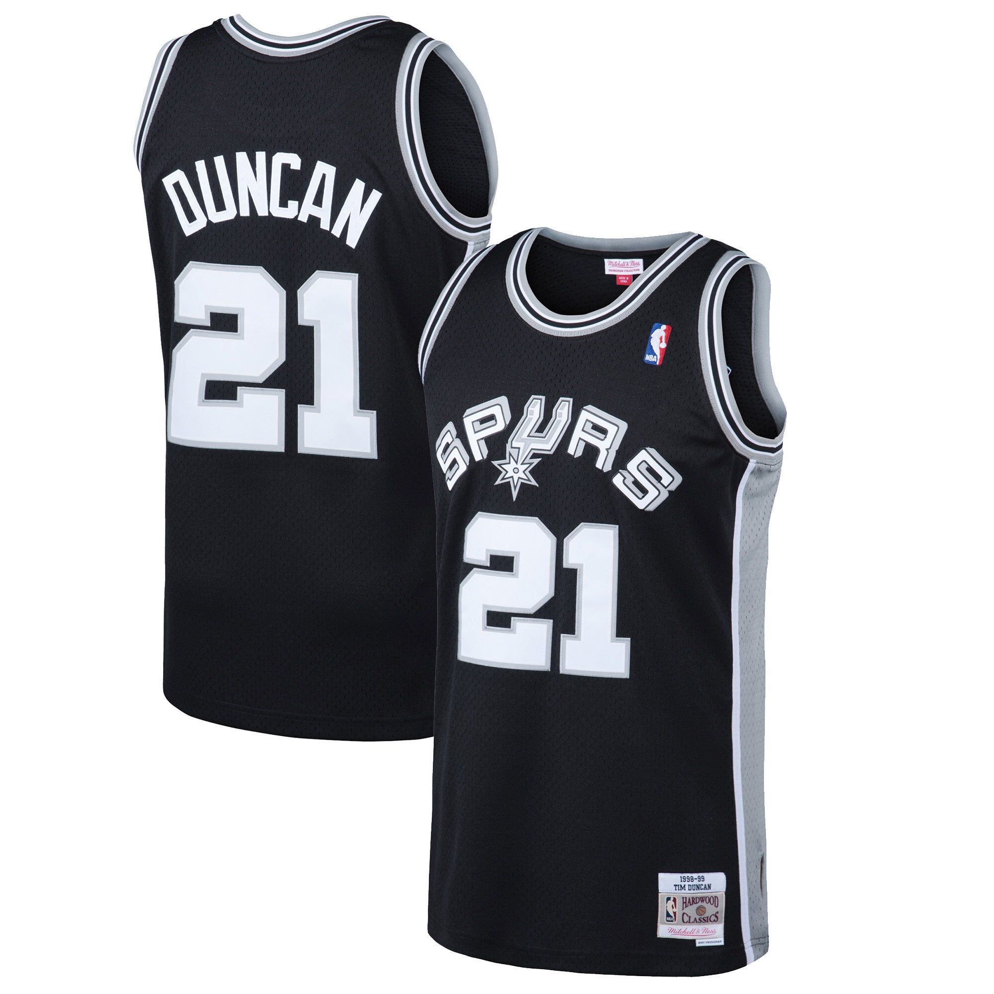 Tim Duncan San Antonio Spurs Mitchell & Ness Hardwood Classics Swingman Jersey - Black - vstockx