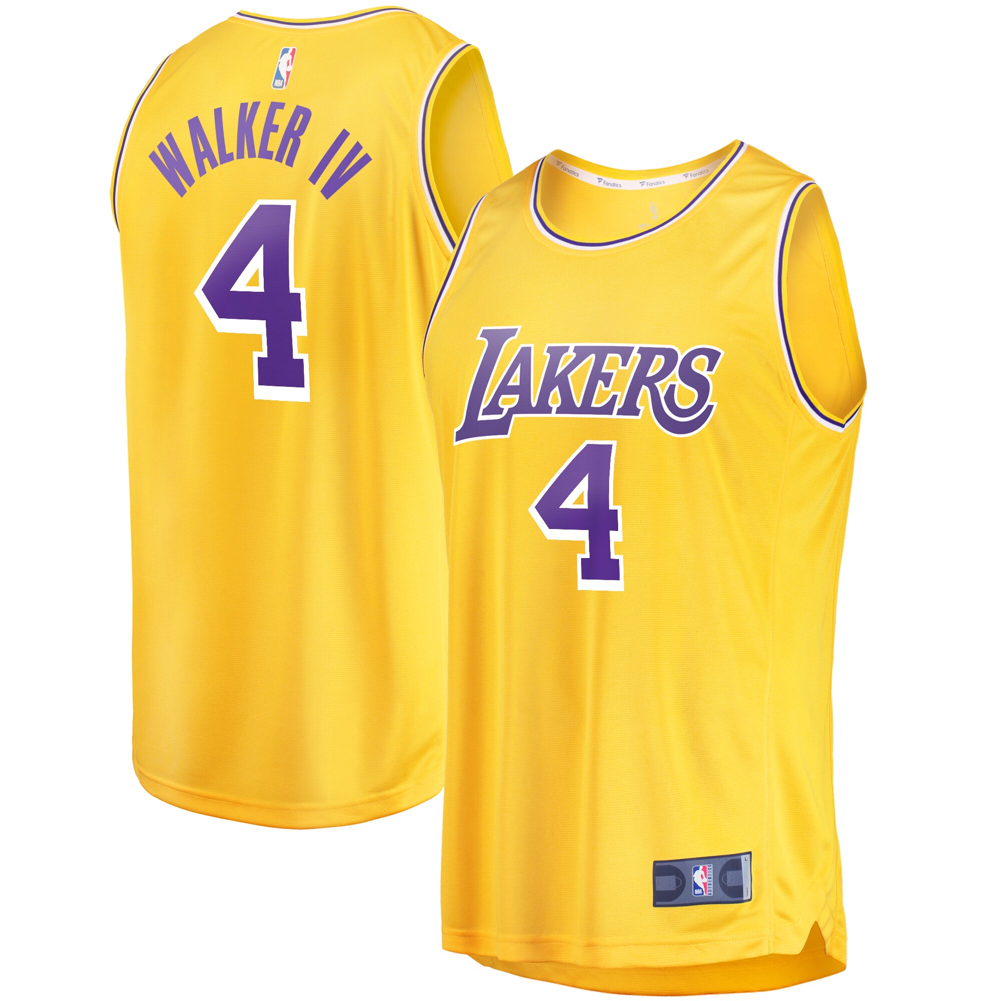 Lonnie Walker Los Angeles Lakers Fanatics Branded Fast Break Replica Jersey - Icon Edition - Gold - vstockx