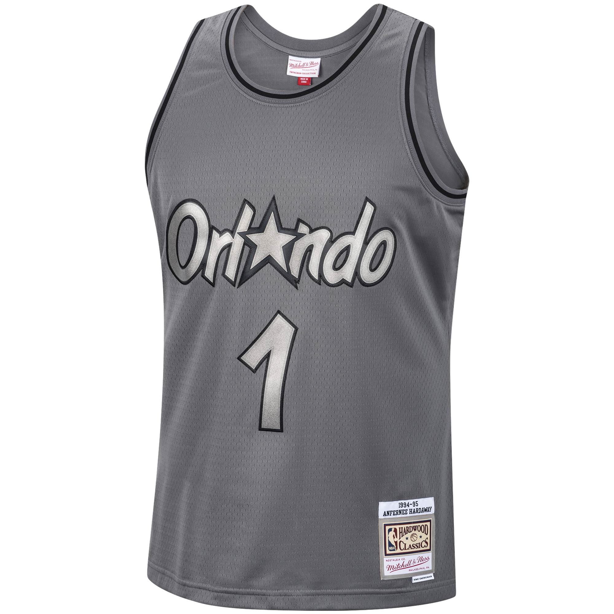 Penny Hardaway Orlando Magic Mitchell & Ness Hardwood Classics Retired Player 1994/95 Metal Works Swingman Jersey - Charcoal - vstockx