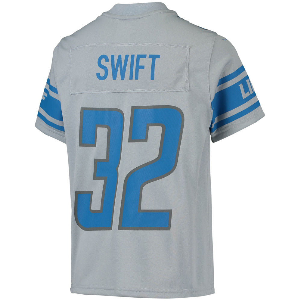 Youth Detroit Lions D'Andre Swift Inverted Team Game Jersey Silver - vstockx