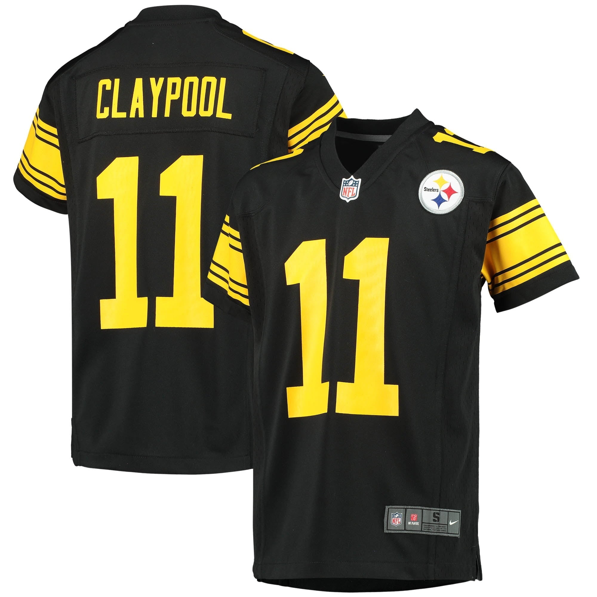 Youth Nike Chase Claypool Black Pittsburgh Steelers Alternate Player Game Jersey - vstockx