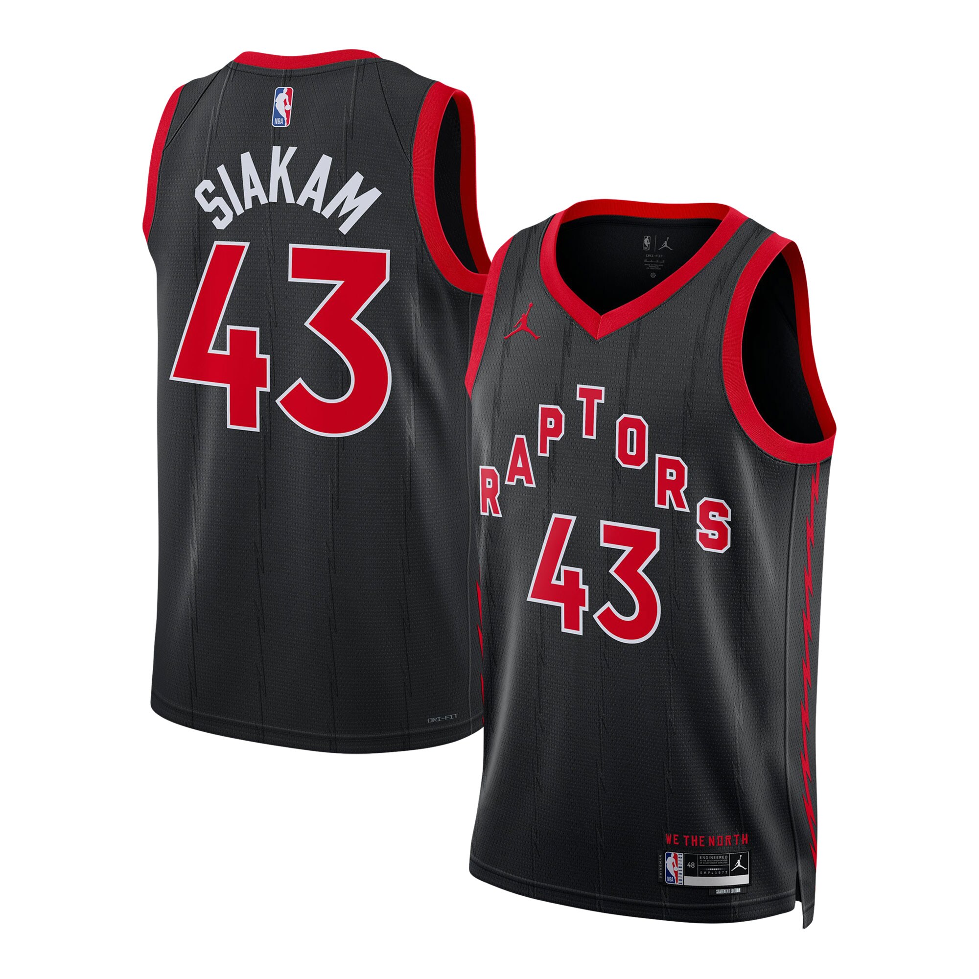 Pascal Siakam Toronto Raptors Jordans Brand Unisex Swingman Jersey - Statement Edition - Black - vstockx