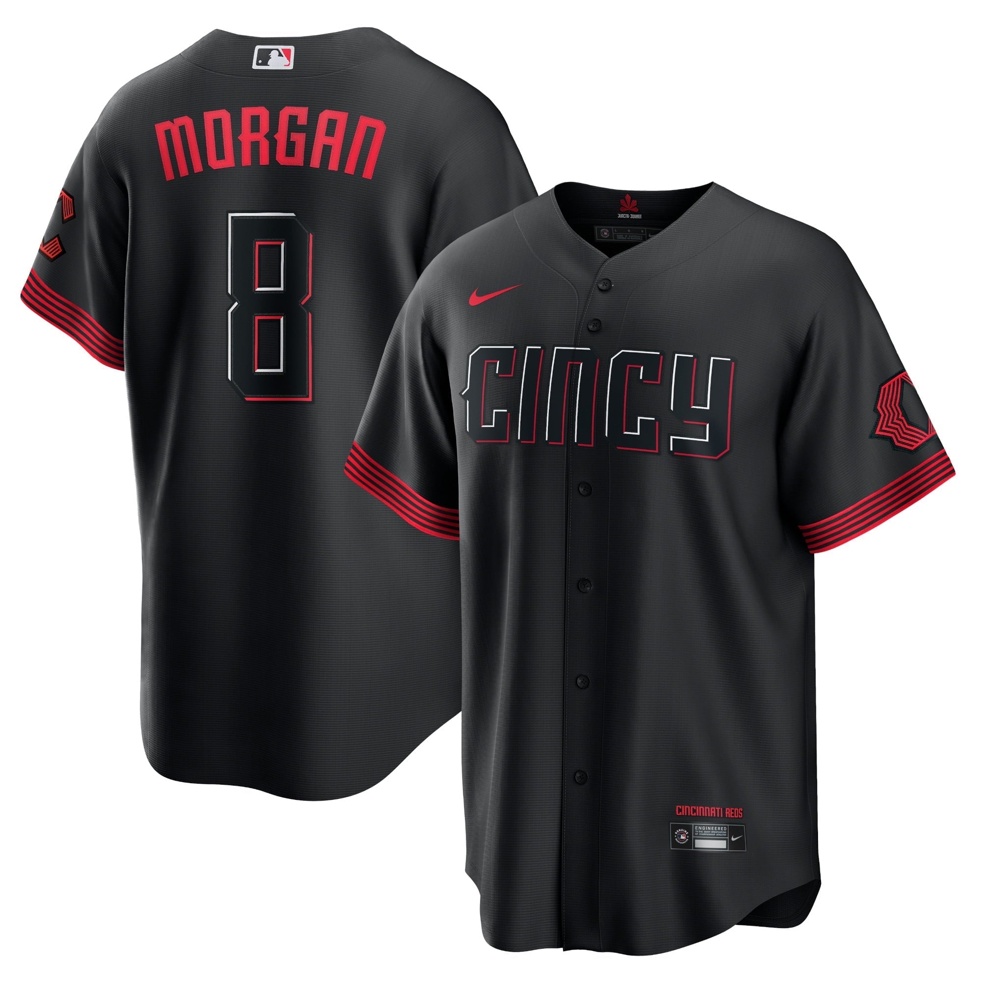 Men's Nike Joe Morgan Black Cincinnati Reds 2023 City Connect Replica Player Jersey - vstockx