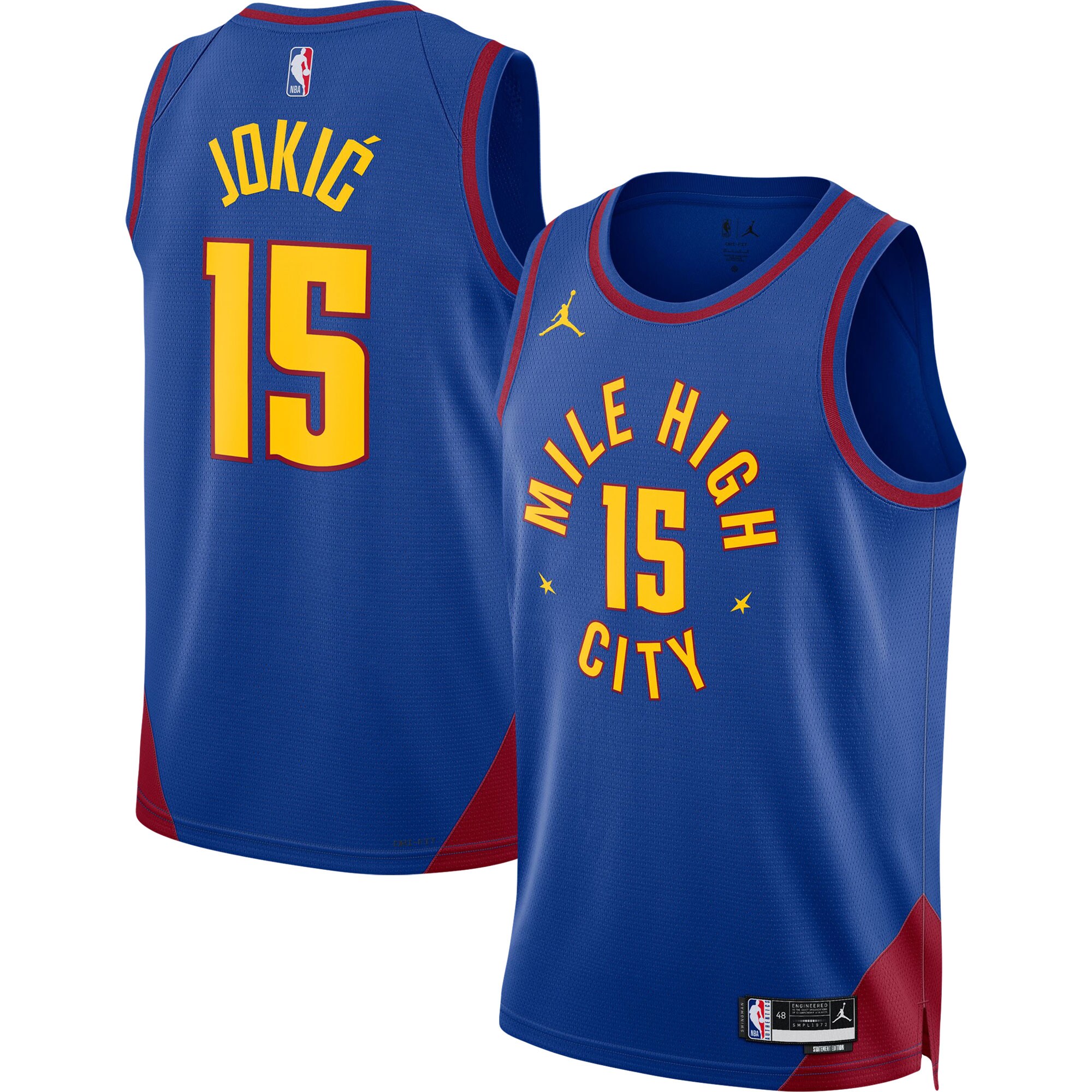 Nikola Jokic Denver Nuggets Jordans Brand Unisex Swingman Jersey - Statement Edition - Blue - vstockx