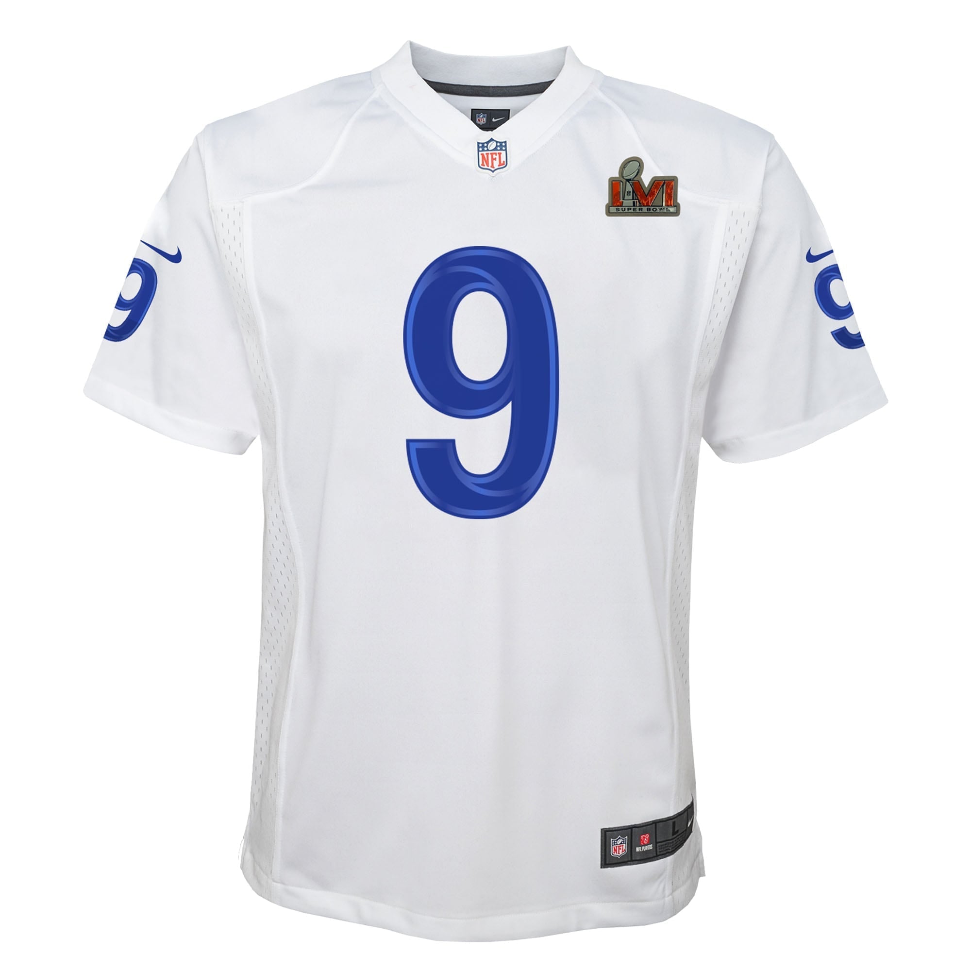 Youth Nike Matthew Stafford White Los Angeles Rams Super Bowl LVI Game Patch Jersey - vstockx