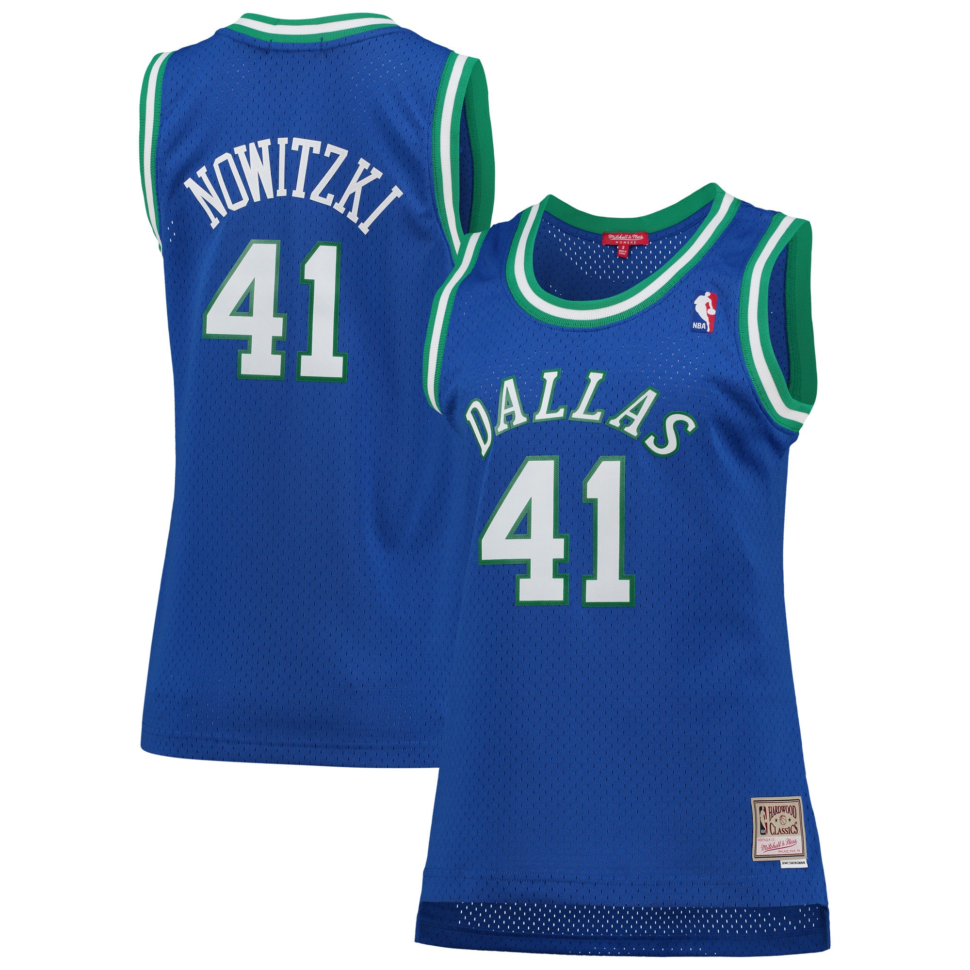 Dirk Nowitzki Dallas Mavericks Mitchell & Ness Women's Hardwood Classics Swingman Jersey - Blue - vstockx