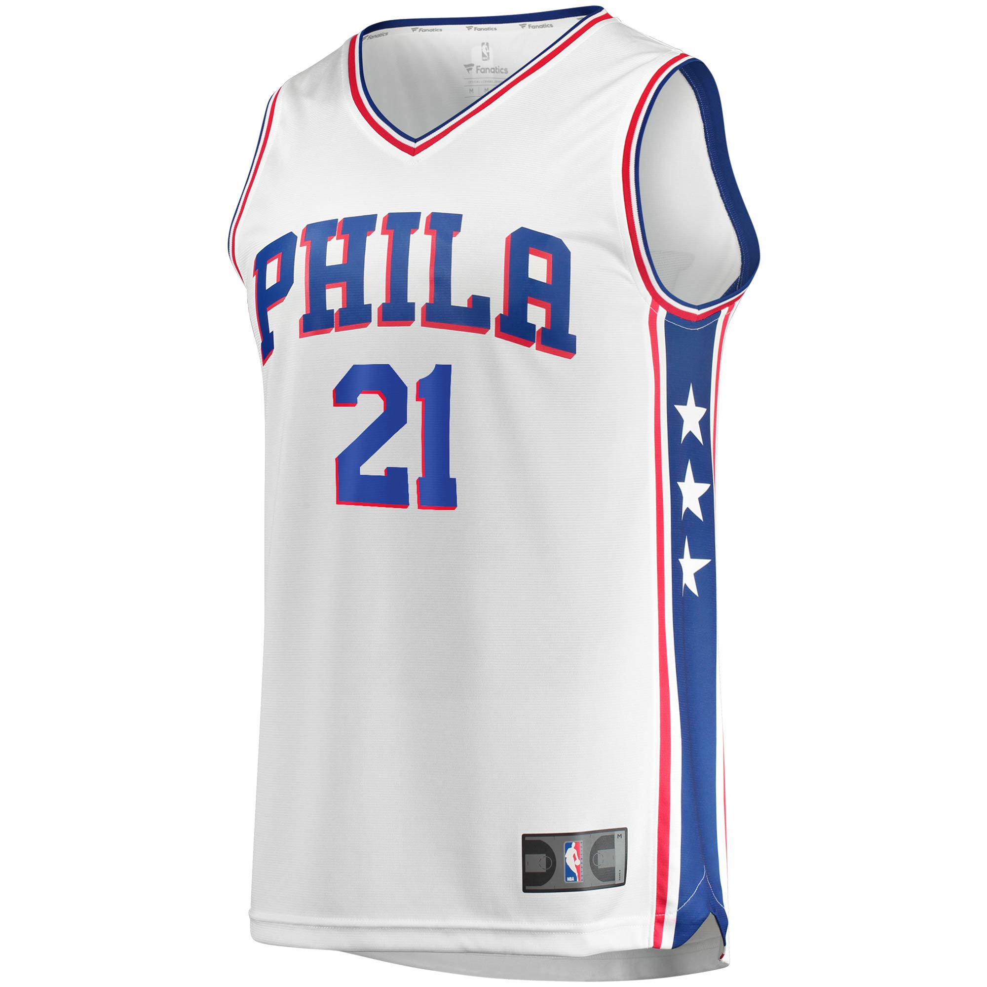 Joel Embiid Philadelphia 76ers Fanatics Branded Youth 2019/20 Fast Break Replica Player Jersey - Association Edition - White - vstockx