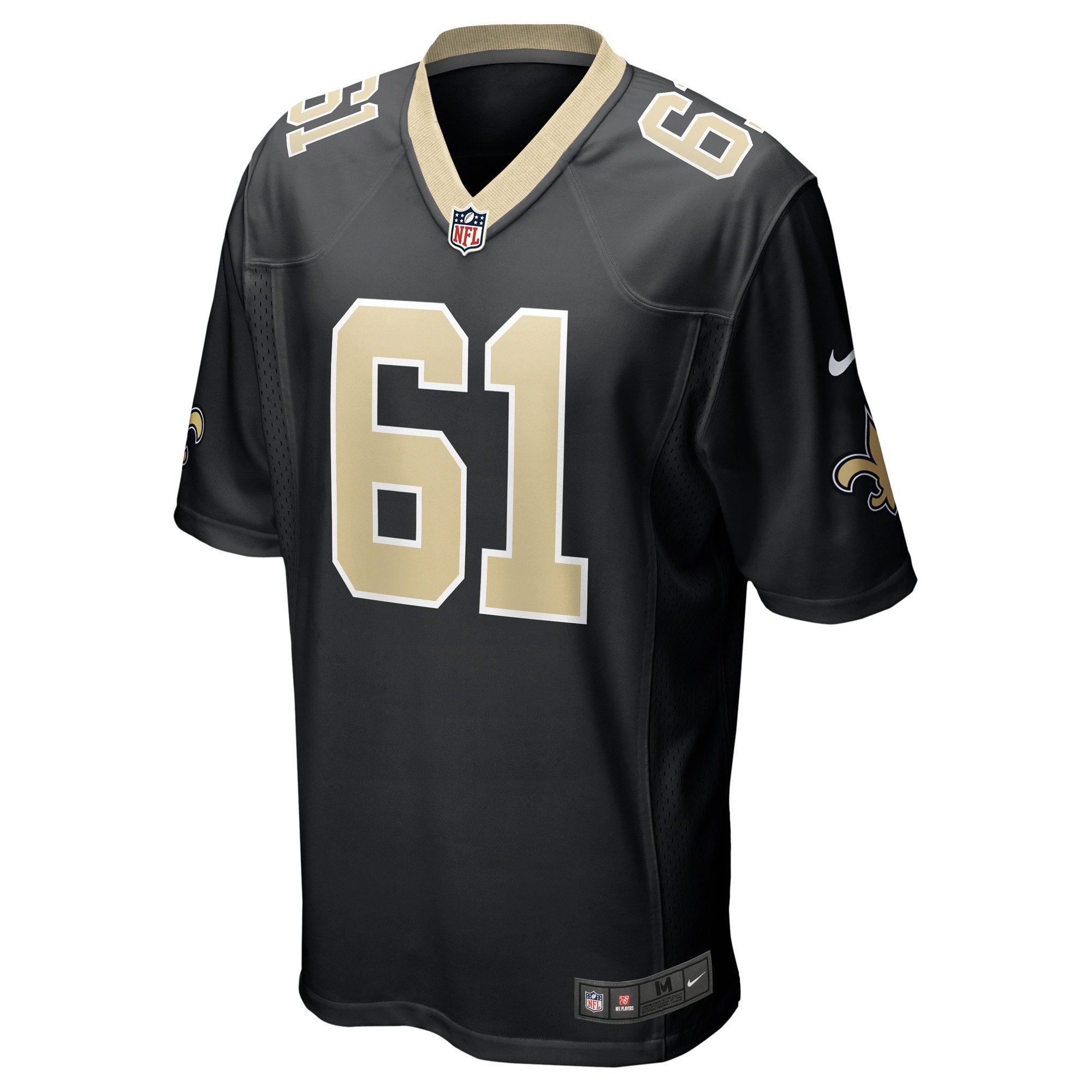 Men's Nike Drew Desjarlais Black New Orleans Saints Game Player Jersey - vstockx