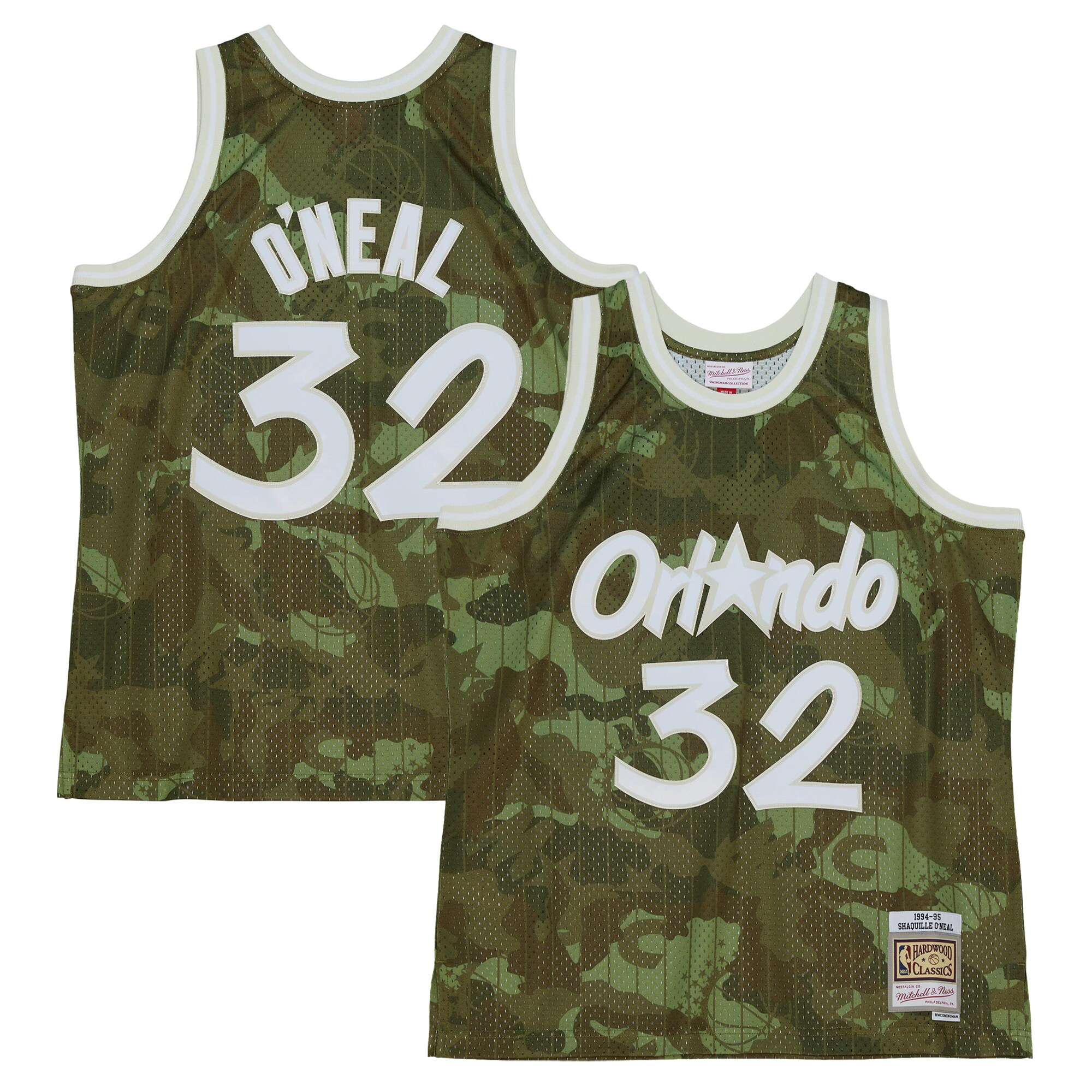 Shaquille O'Neal Orlando Magic Mitchell & Ness Hardwood Classics 1994/95 Ghost Green Swingman Jersey - Camo - vstockx