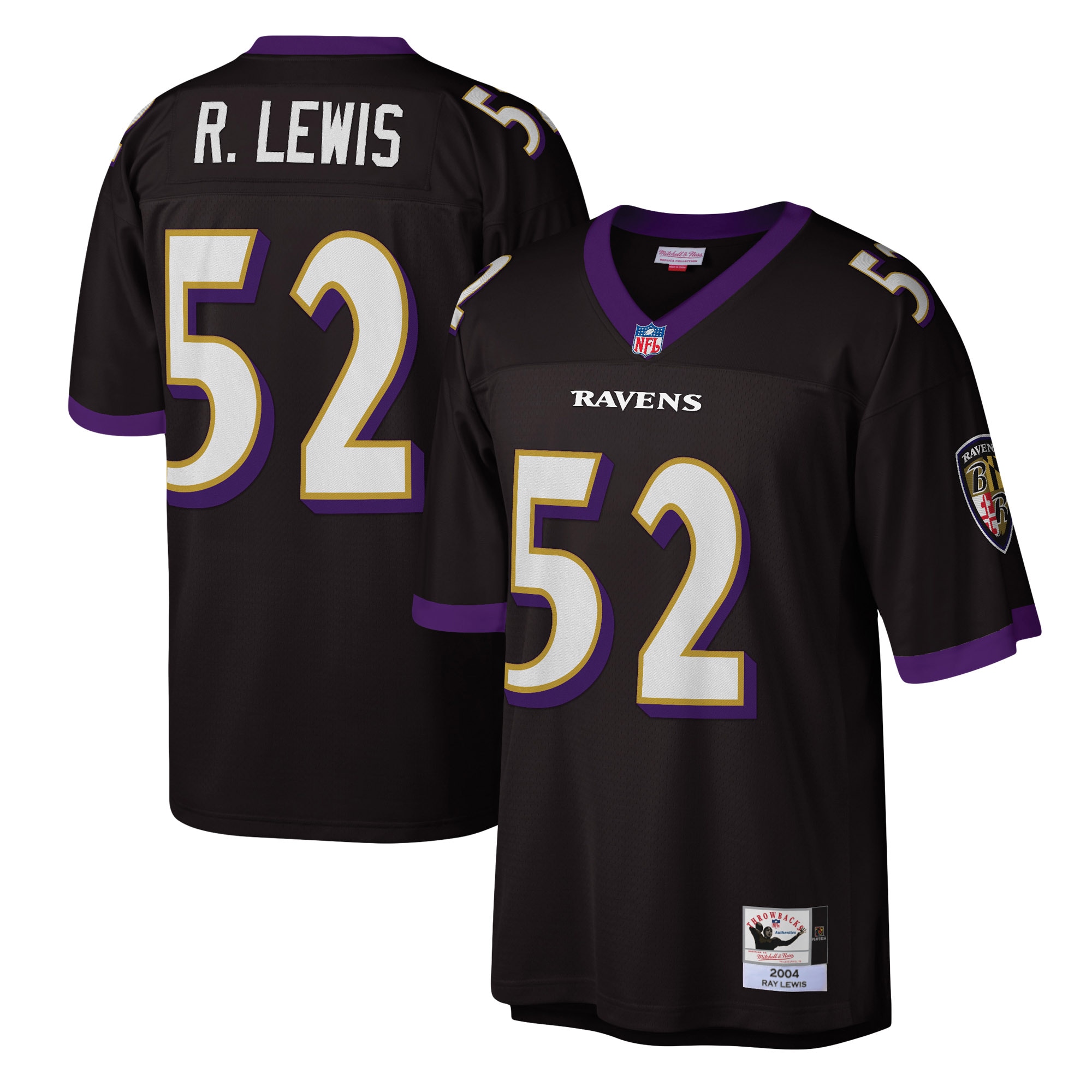 Ray Lewis Baltimore Ravens Mitchell & Ness 2004 Authentic Throwback Retired Player Jersey - Black - vstockx