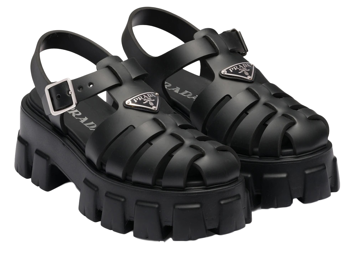 Prada Monolith Foam Rubber 55mm Sandals Black - vstockx