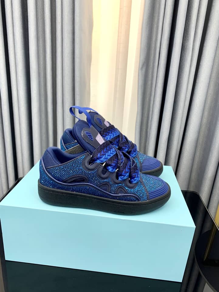 Lanvin Curb Sneakers Rhinestones Majorelle Blue - vstockx
