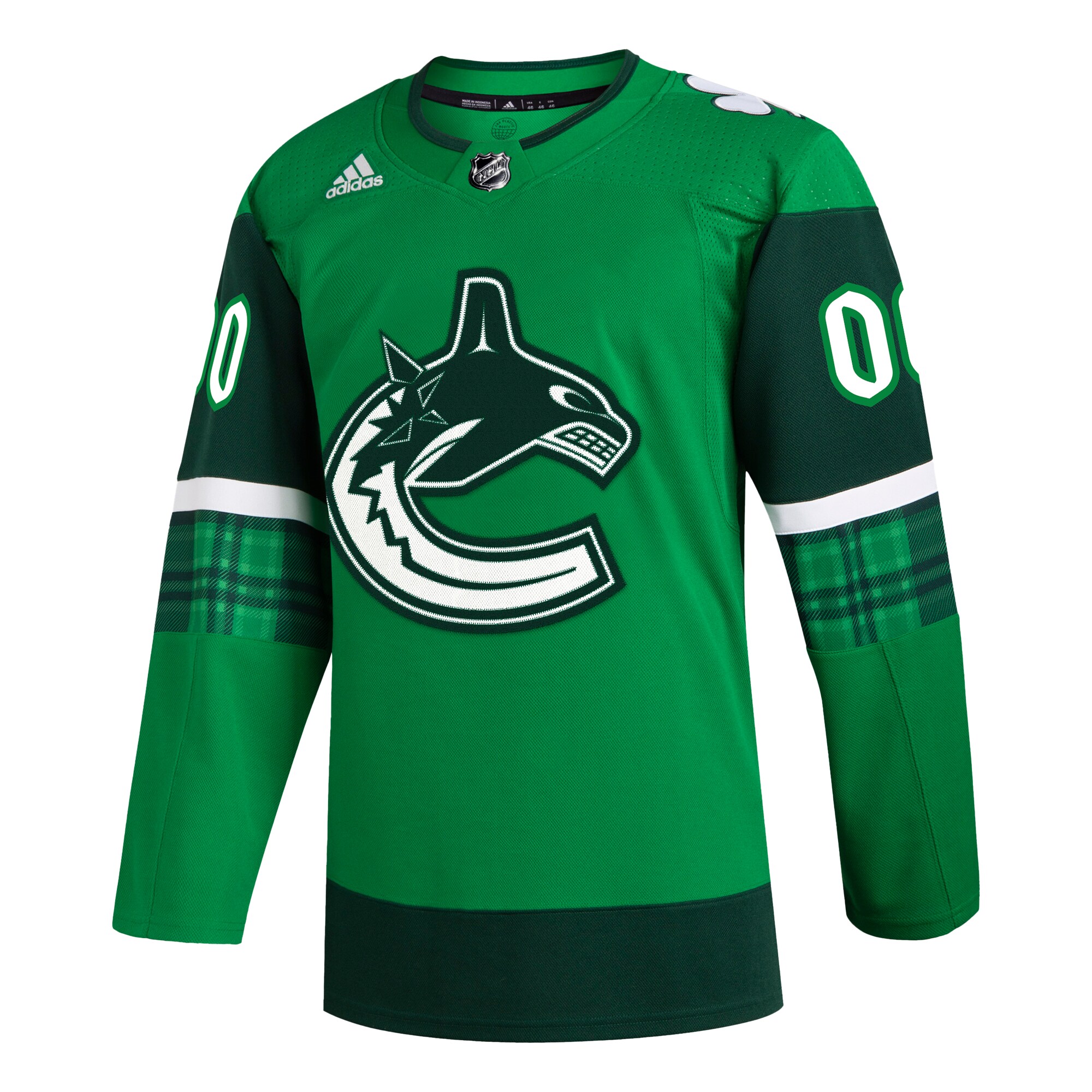 Vancouver Canucks adidas St. Patrick's Day Authentic Custom Jersey - Kelly Green - vstockx
