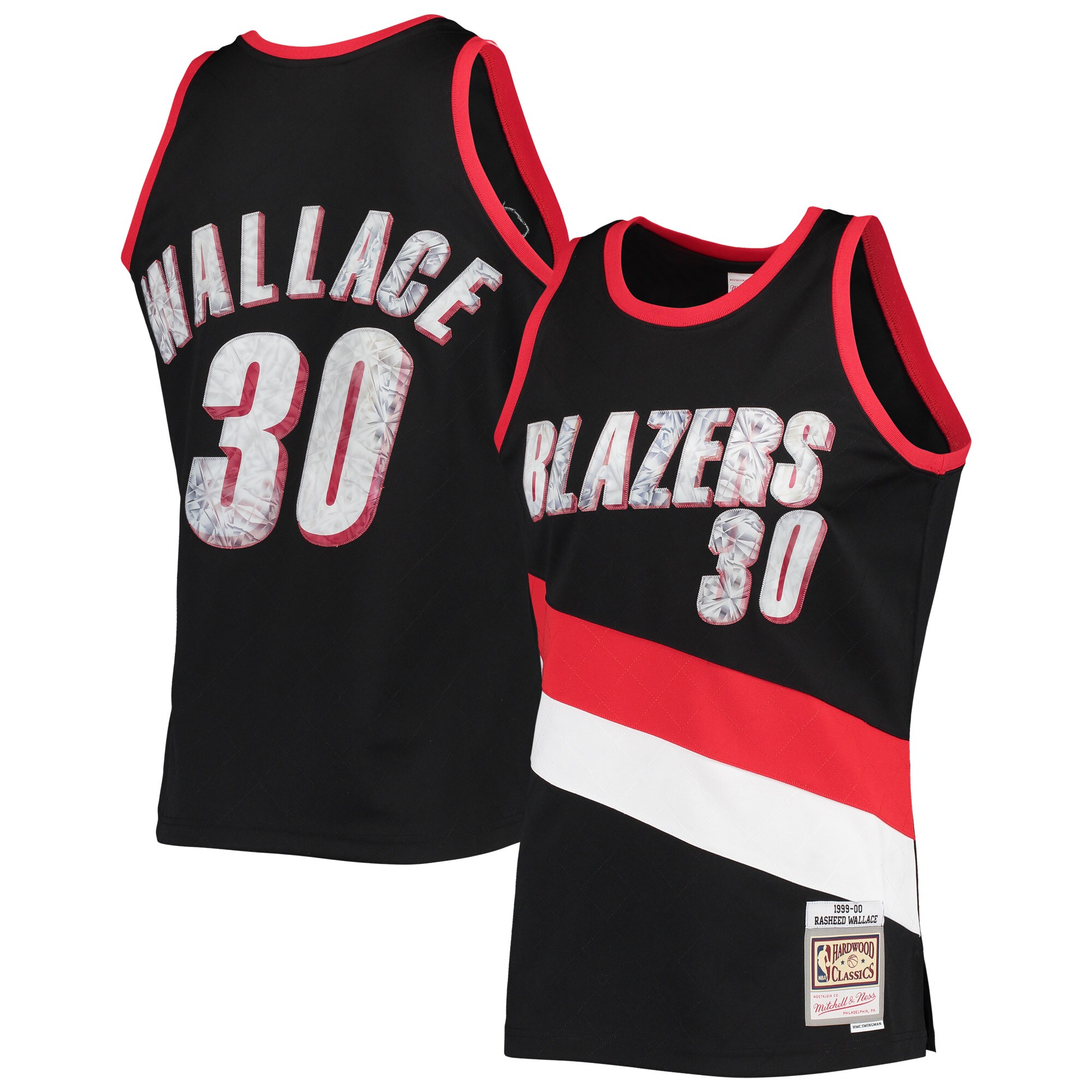 Rasheed Wallace Portland Trail Blazers Mitchell & Ness 1996-97 Hardwood Classics NBA 75th Anniversary Diamond Swingman Jersey - Black - vstockx