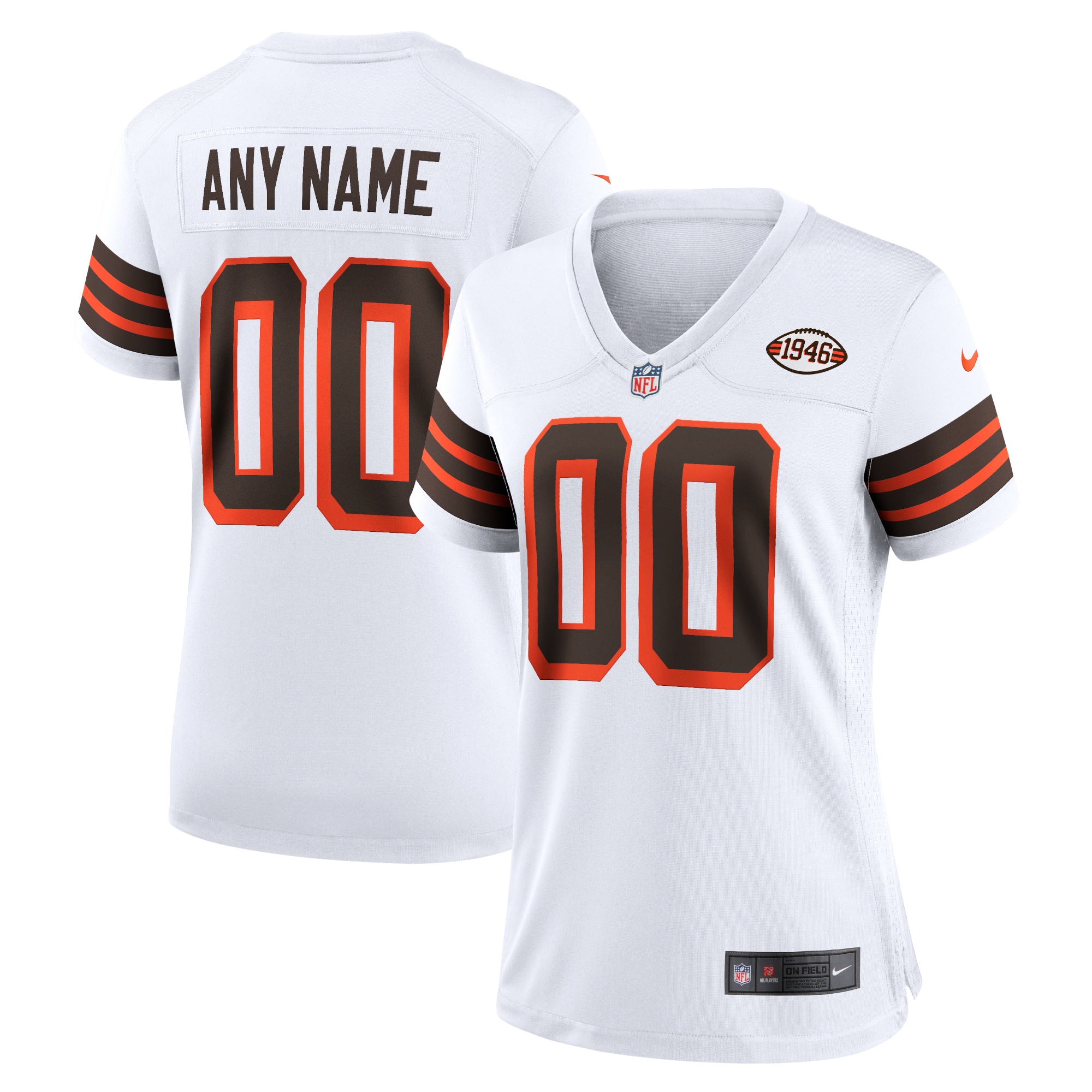 Cleveland Browns Nike Women's 1946 Collection Alternate Custom Jersey - White - vstockx