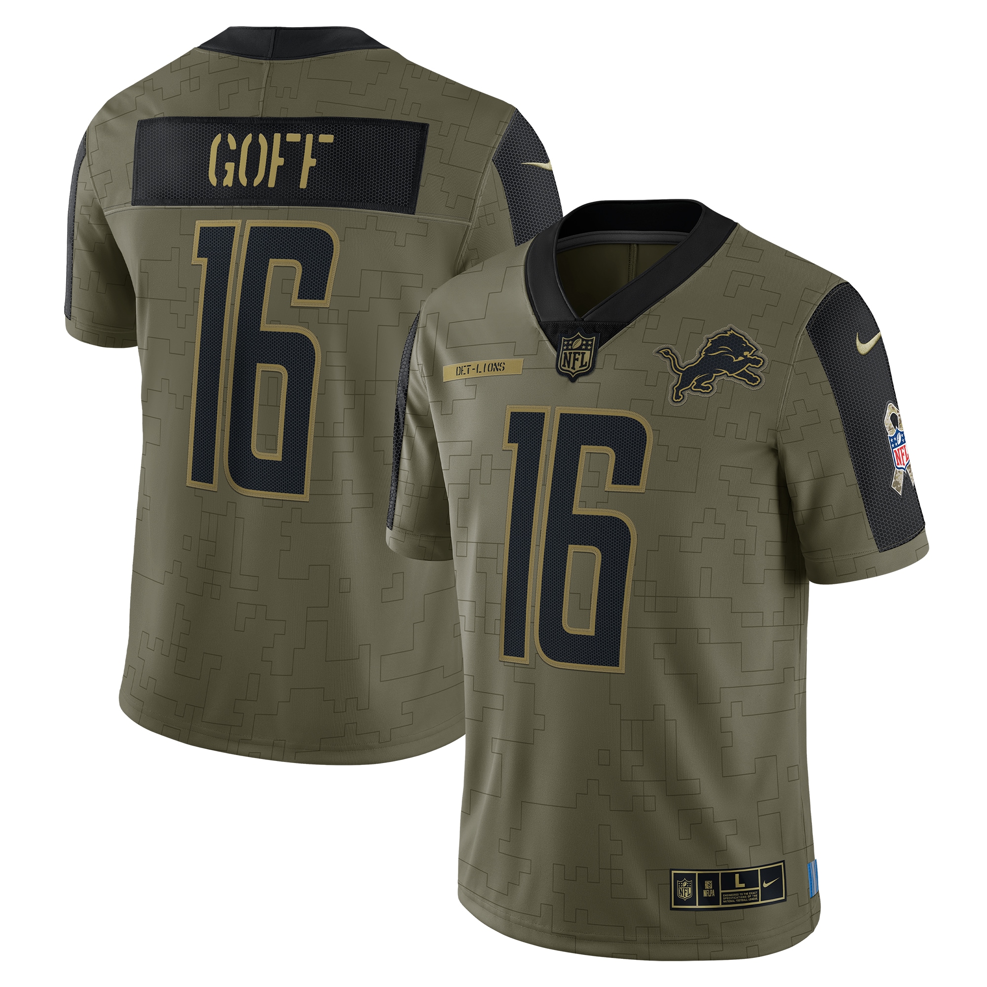 Jared Goff Detroit Lions Nike 2021 Salute To Service Limited Player Jersey - Olive - vstockx