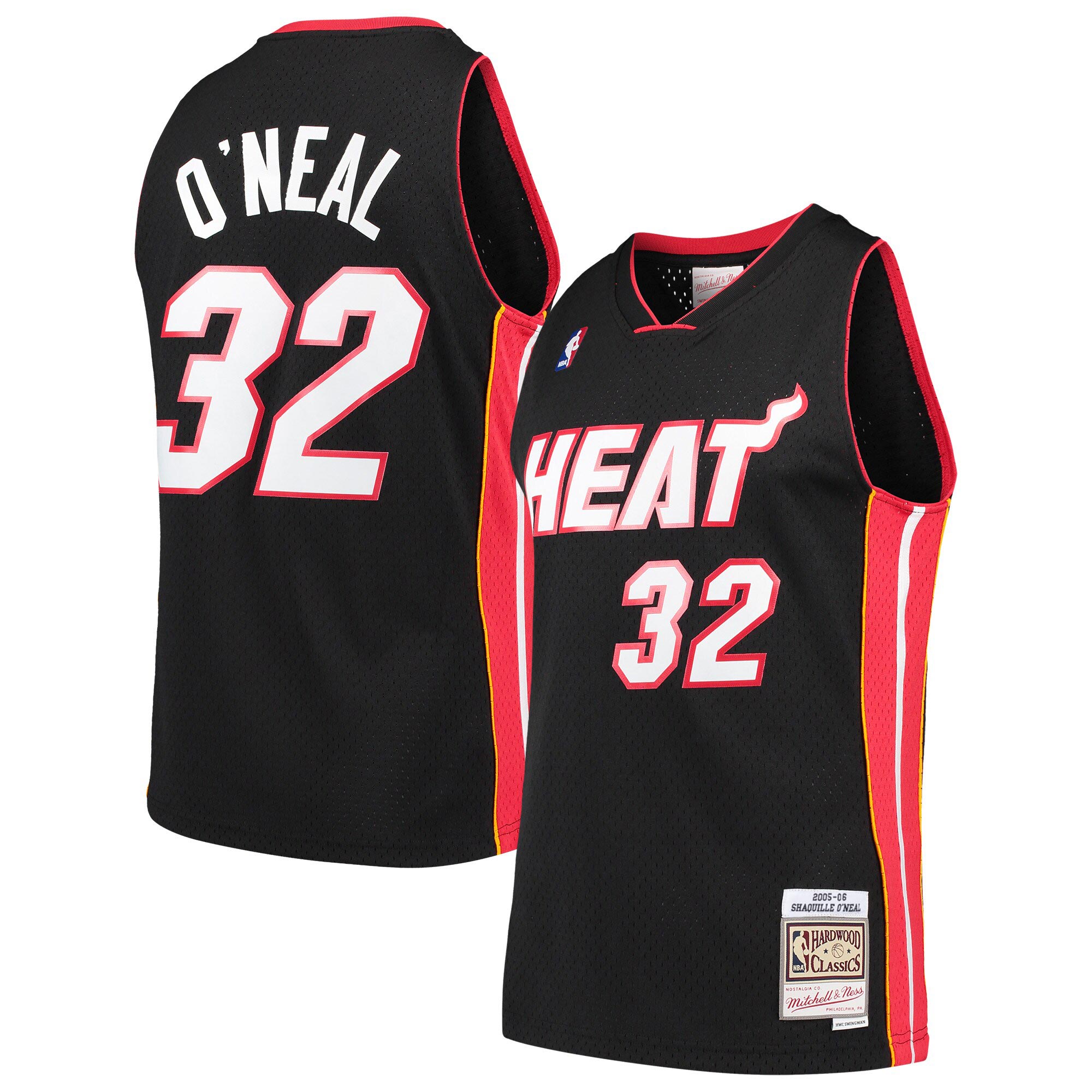 Shaquille O'Neal Miami Heat Mitchell & Ness Hardwood Classics Swingman Jersey - Black - vstockx