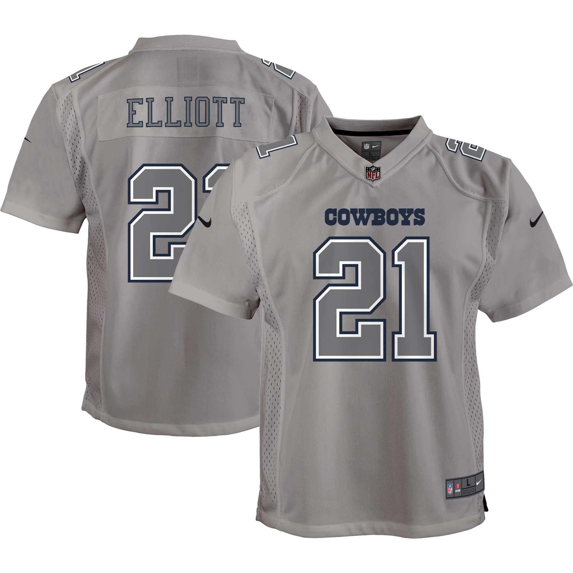 Youth Nike Ezekiel Elliott Gray Dallas Cowboys Atmosphere Game Jersey - vstockx