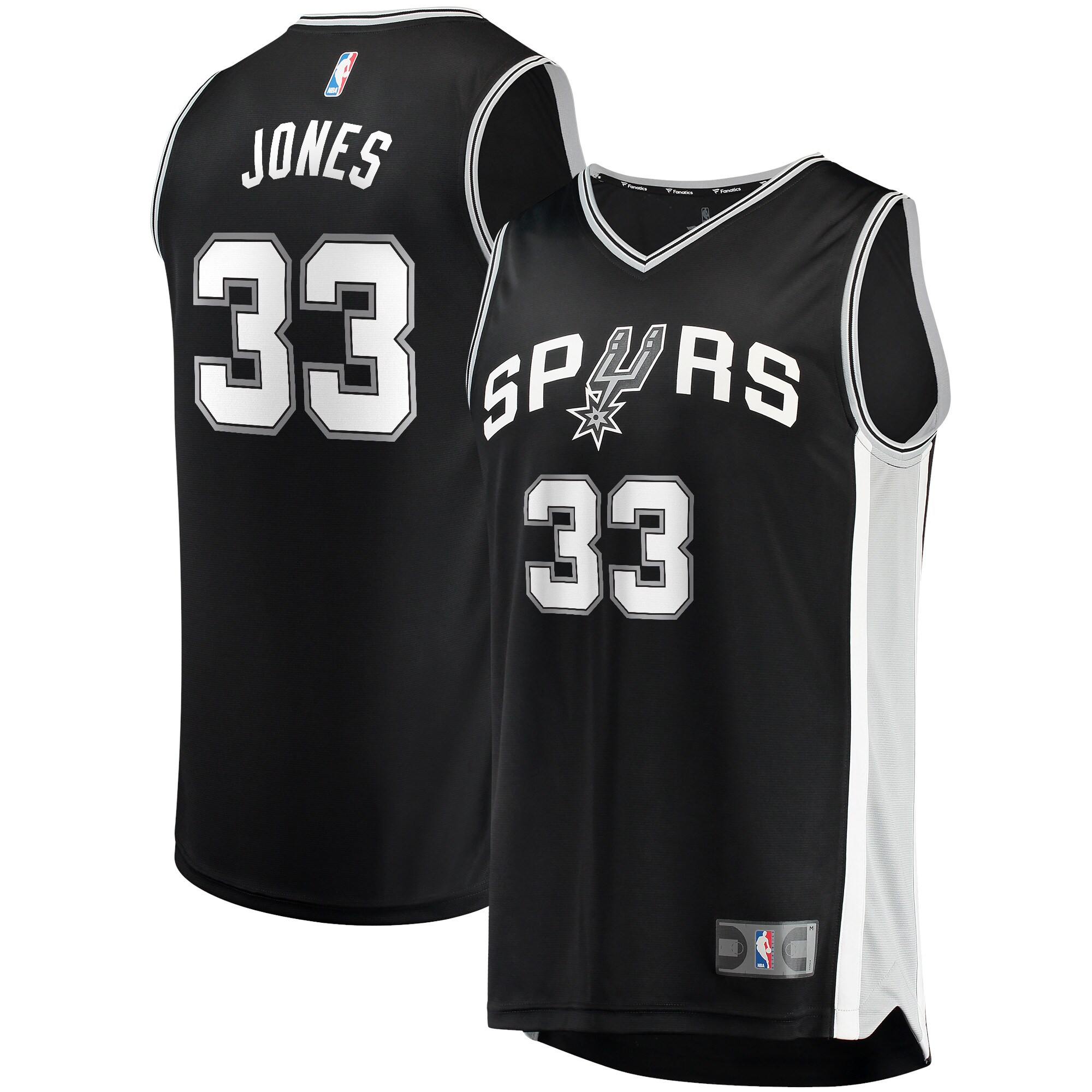 Tre Jones San Antonio Spurs Fanatics Branded 2021/22 Fast Break Replica Jersey - Icon Edition - Black - vstockx