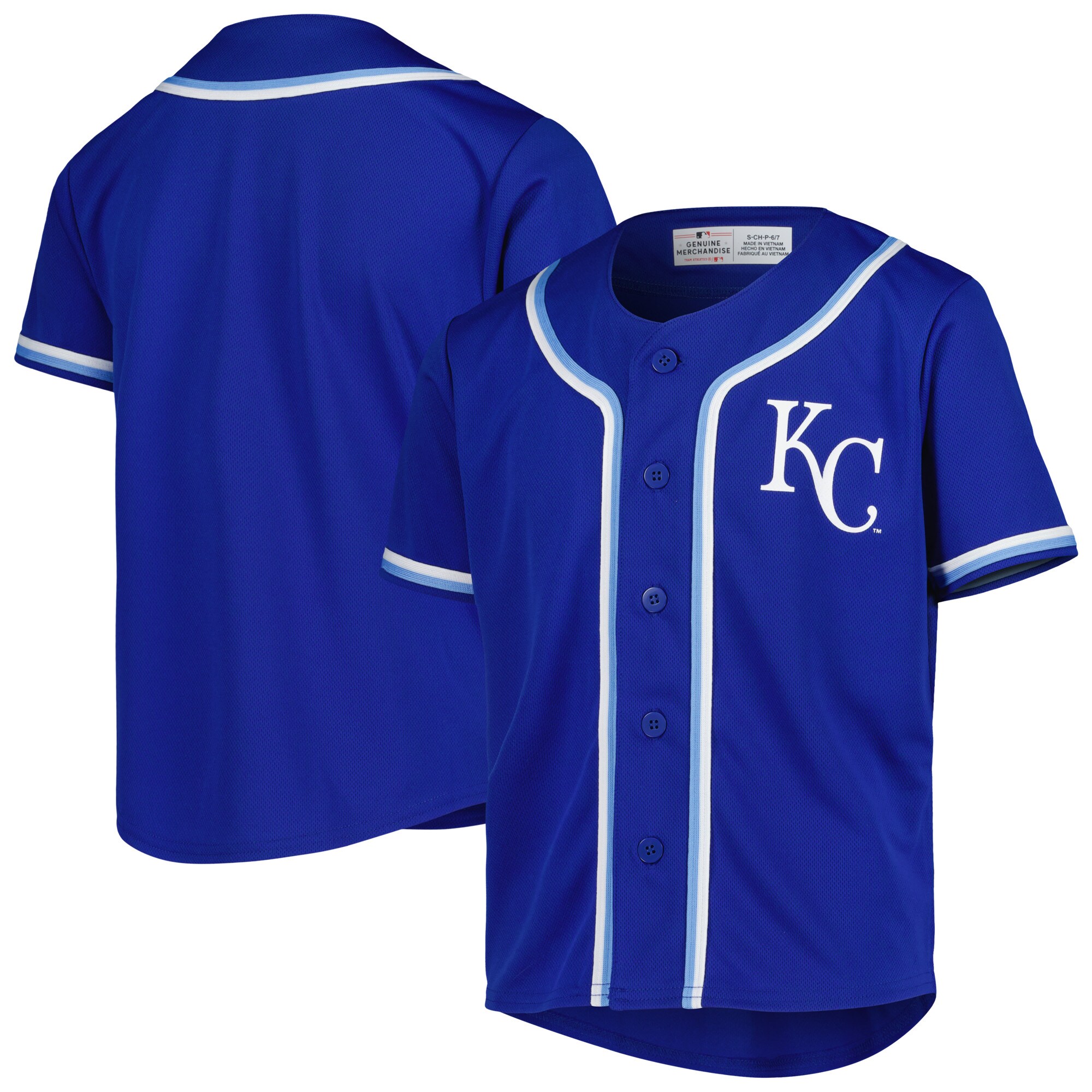 Youth Royal Kansas City Royals Full-Button Replica Jersey - vstockx