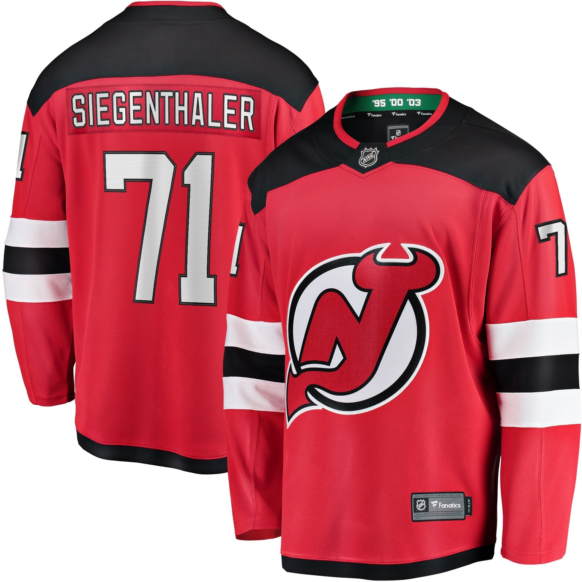 Men's Fanatics Branded Jonas Siegenthaler Red New Jersey Devils Home Breakaway Player Jersey - vstockx