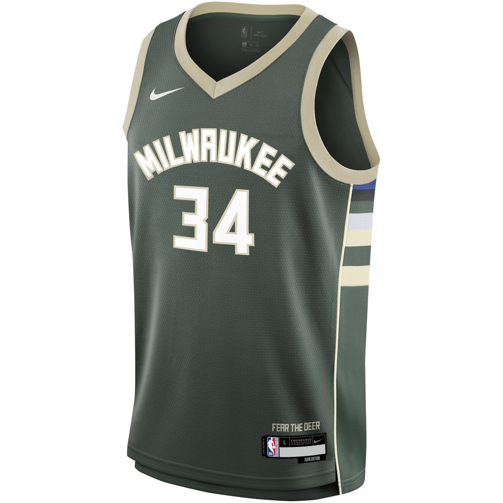 Giannis Antetokounmpo Milwaukee Bucks Nike Youth Swingman Jersey - Icon Edition - Hunter Green - vstockx