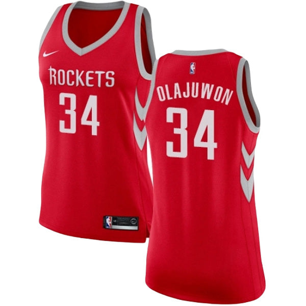 Women's Houston Rockets Hakeem Olajuwon Icon Edition Jersey - Red - vstockx