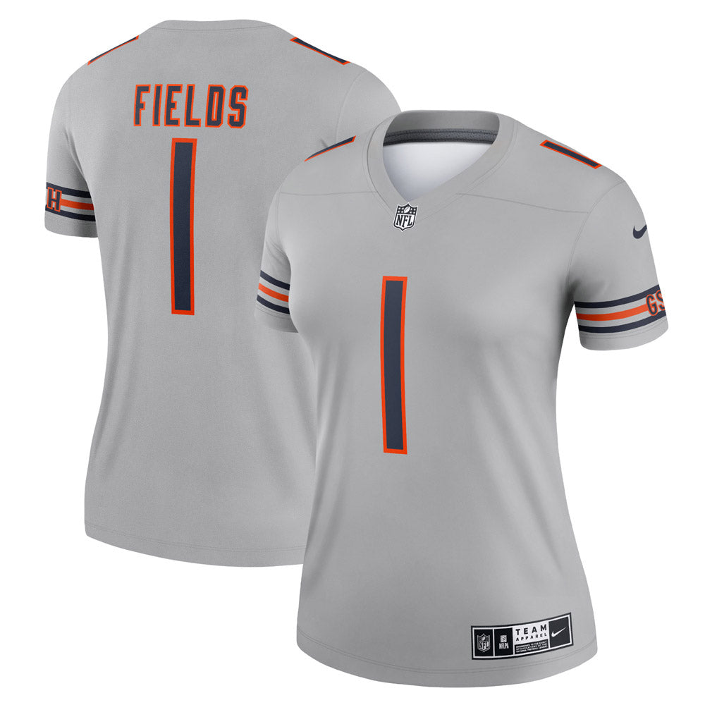 Women's Chicago Bears Justin Fields Inverted Legend Jersey Gray - vstockx