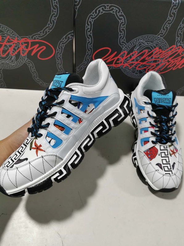 Versace Trigreca Tresor de la Mer Print White Blue Purple - vstockx